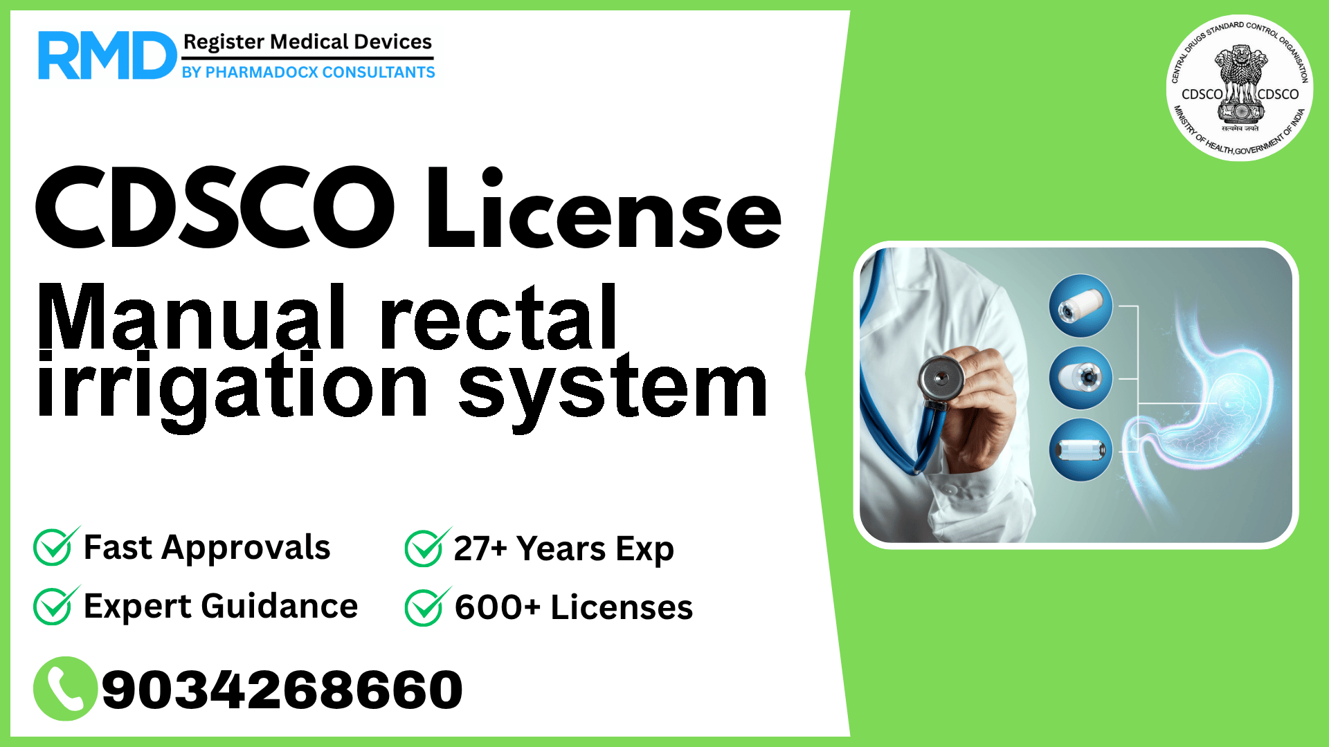 CDSCO License for Manual rectal irrigation system