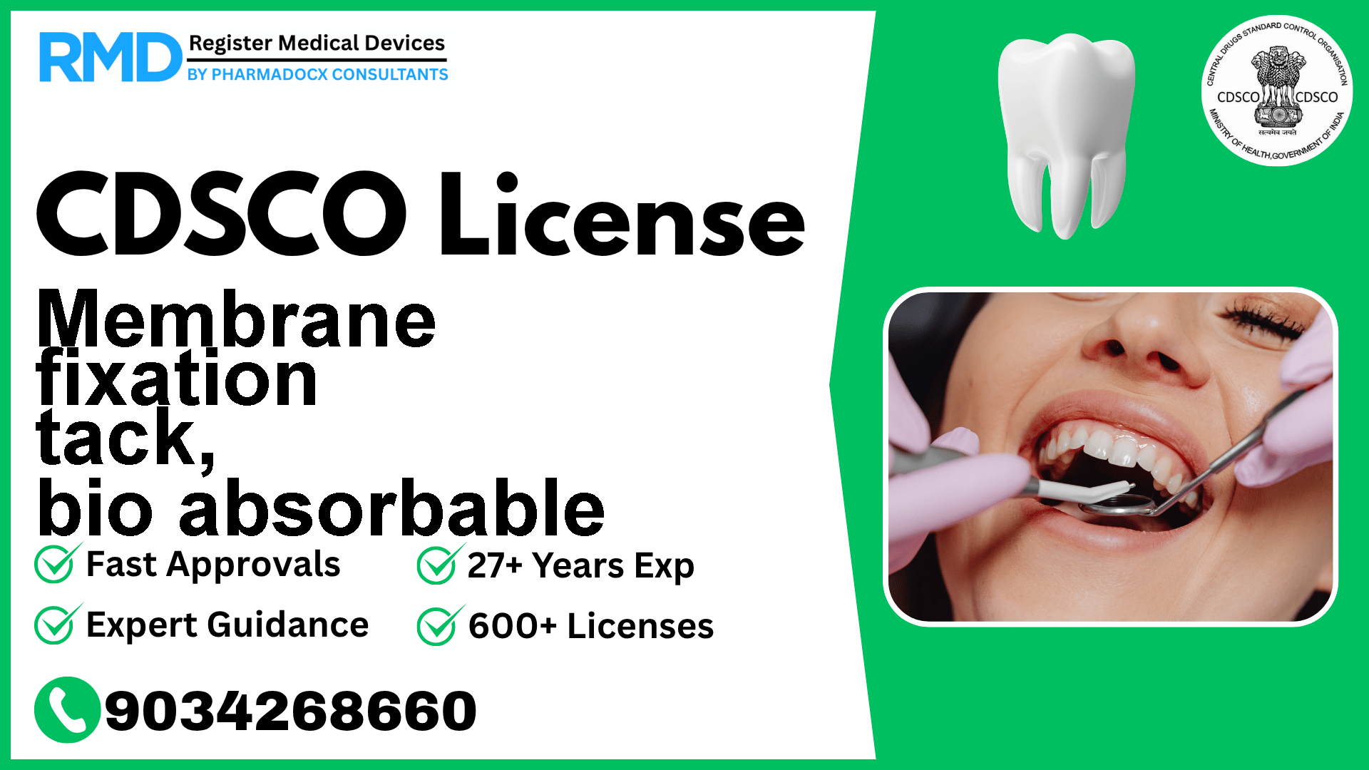 CDSCO License for Membrane fixation tack, bio absorbable