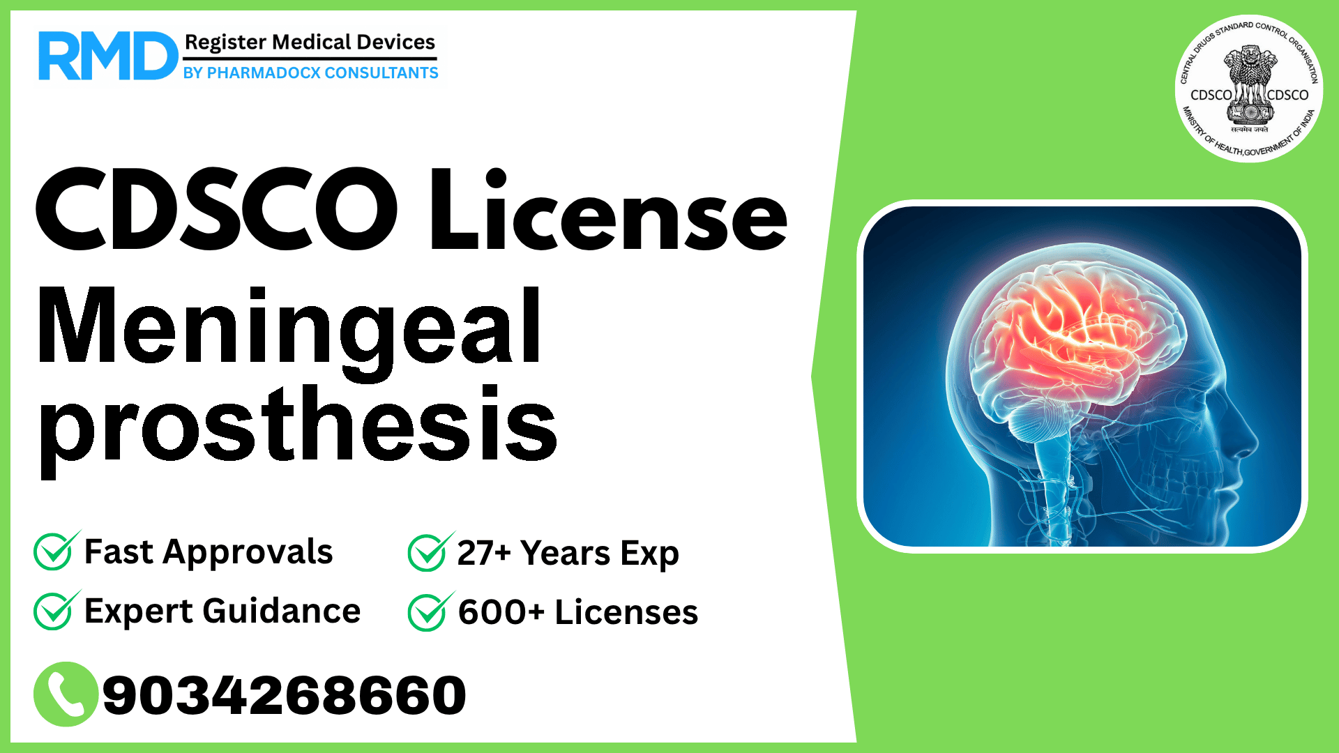 CDSCO License for Meningeal prosthesis
