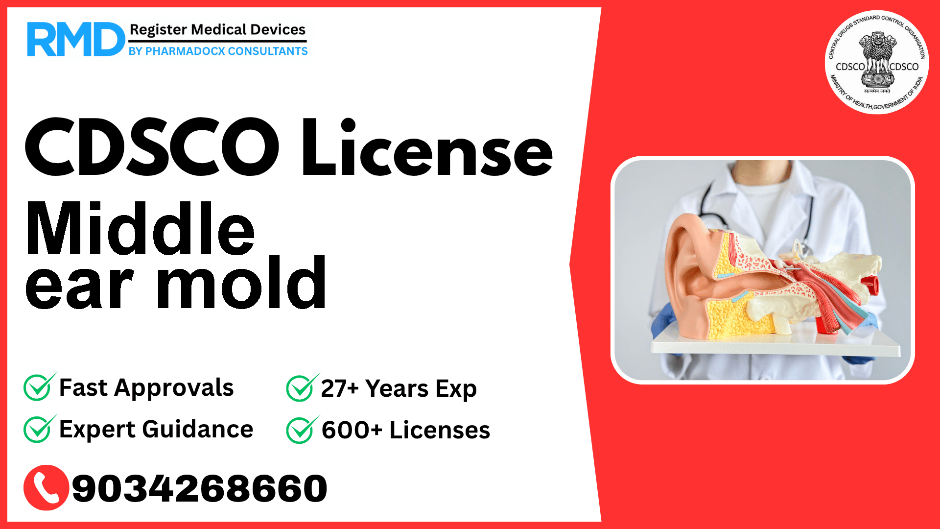 CDSCO License for Middle ear mold