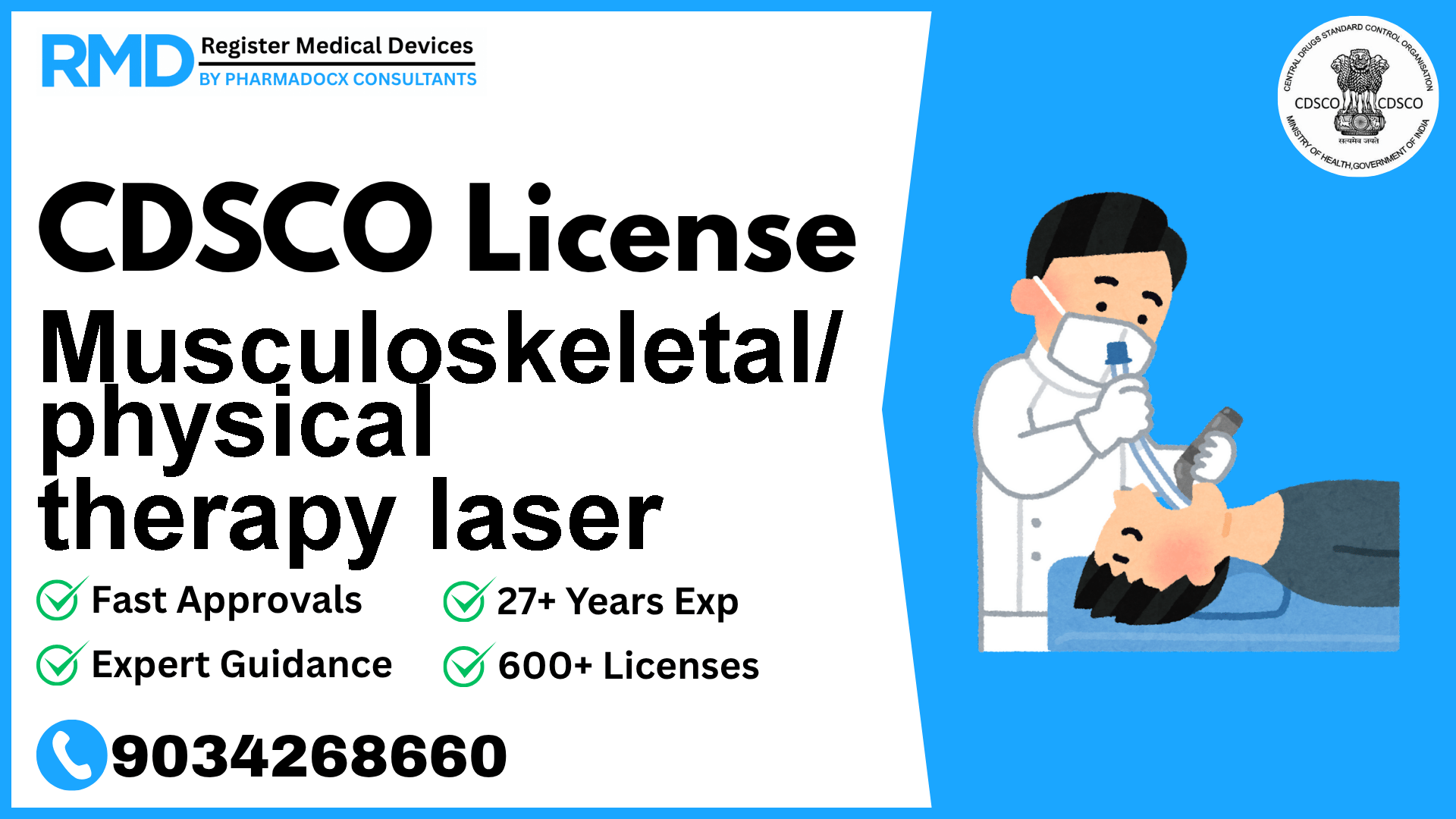 CDSCO License for Musculoskeletal/ physical therapy laser