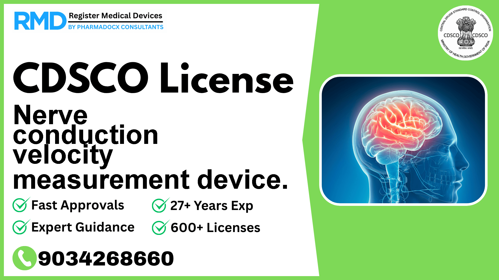 CDSCO License for Nerve conduction velocity measurement device.