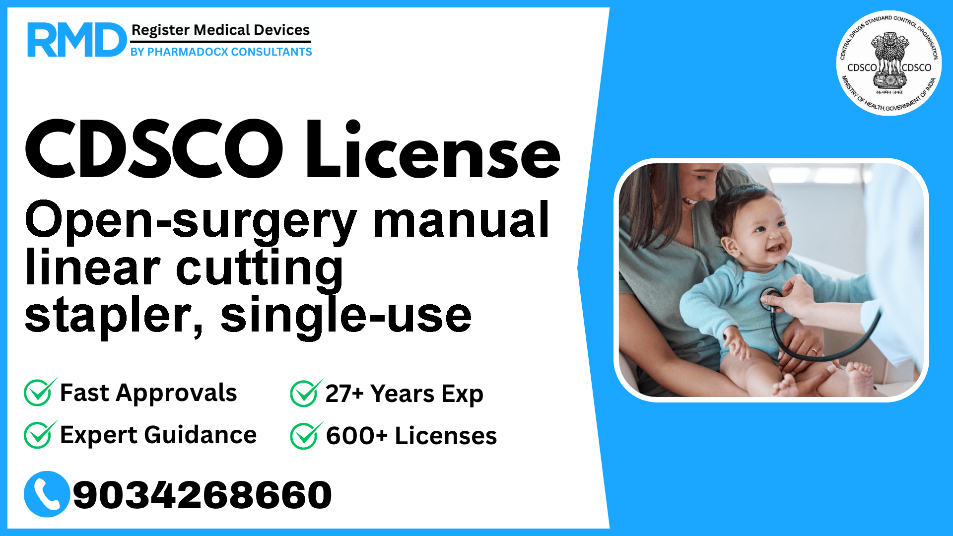 CDSCO License for Open-surgery manual linear cutting stapler, single-use