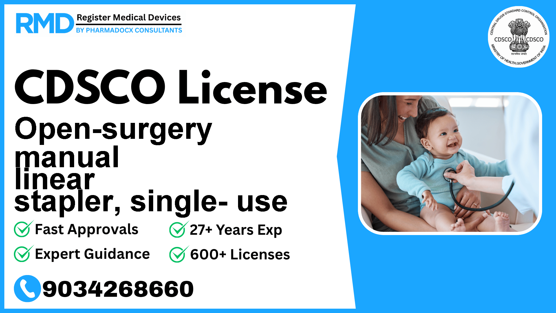 CDSCO License for Open-surgery manual linear stapler, single- use