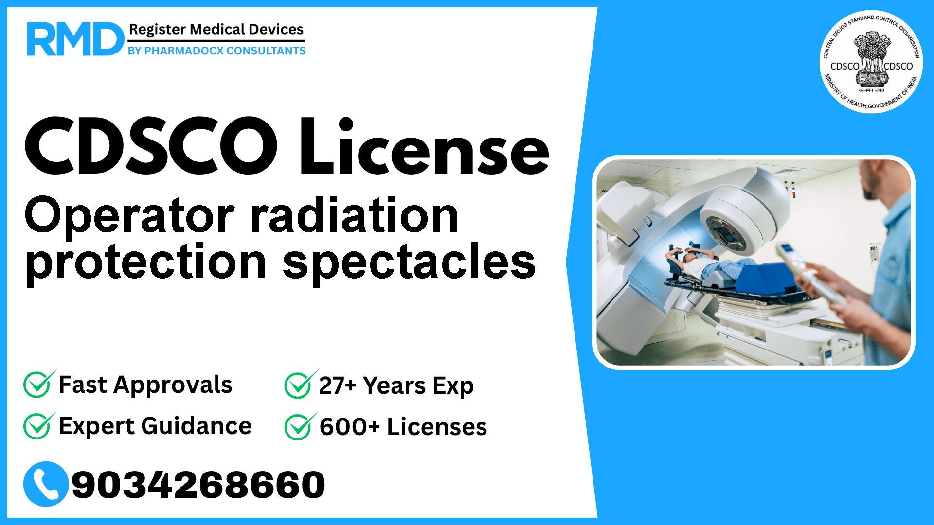 CDSCO License for Operator radiation protection spectacles