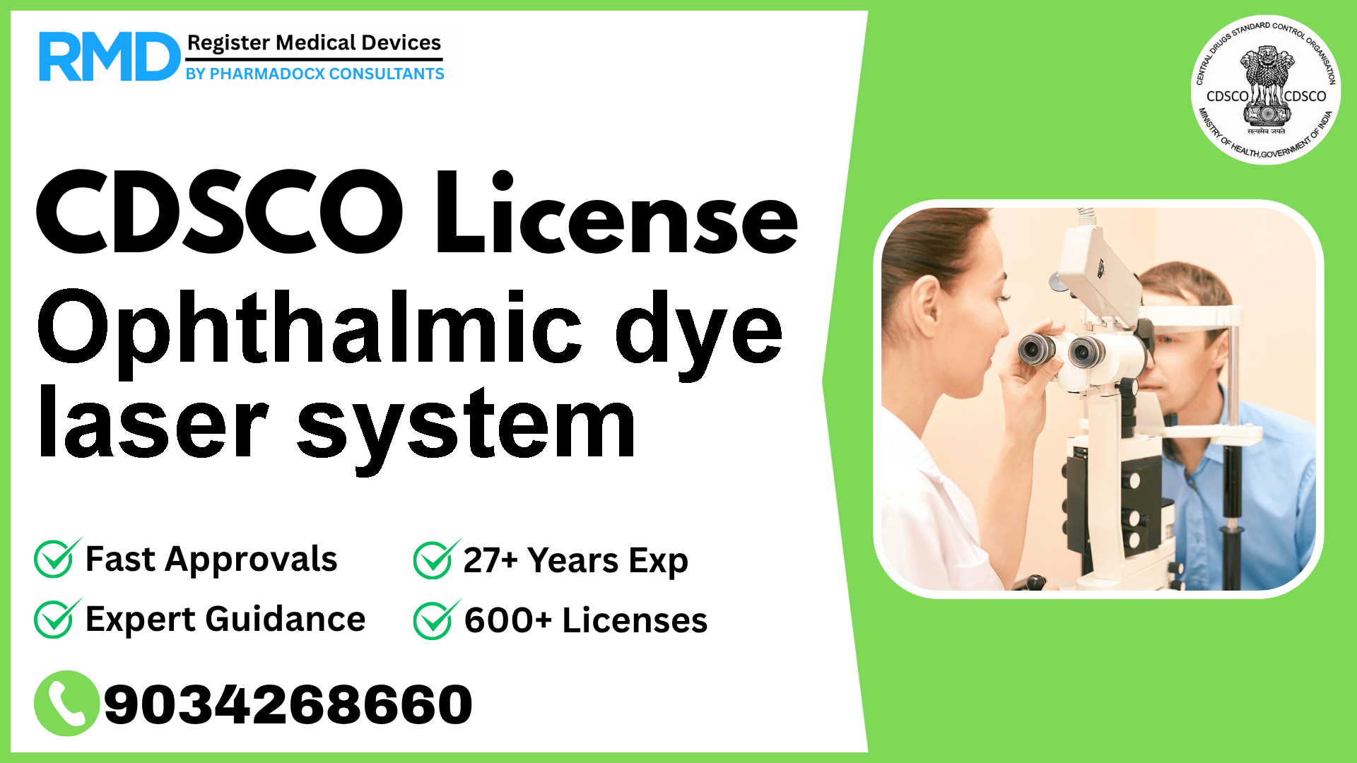 CDSCO License for Ophthalmic dye laser system