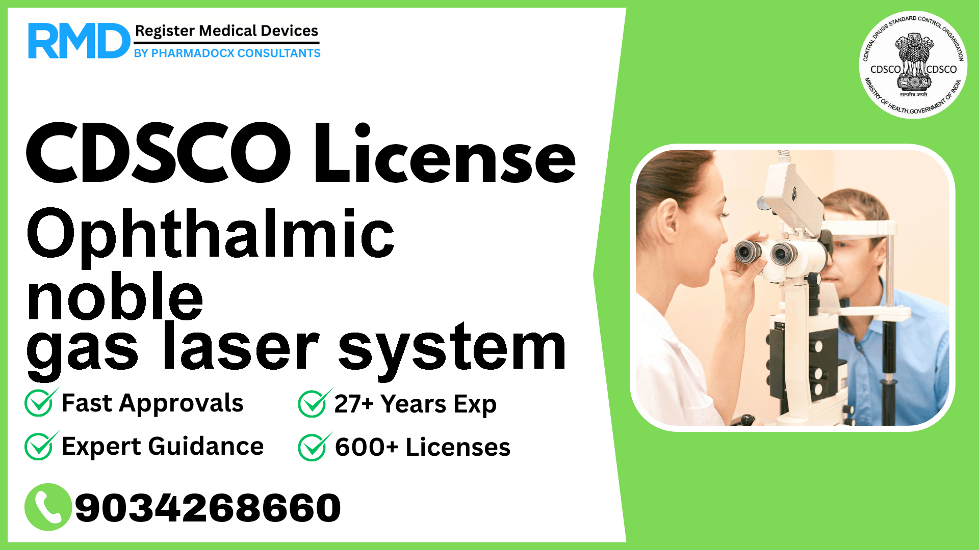 CDSCO License for Ophthalmic noble gas laser system