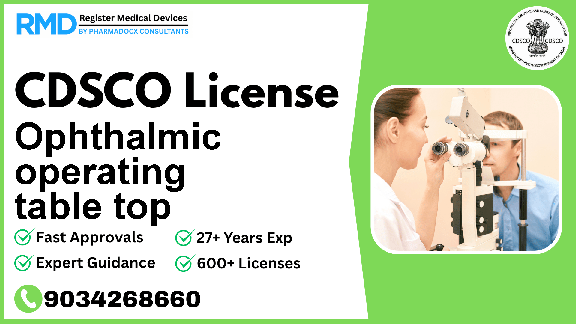 CDSCO License for Ophthalmic operating table top