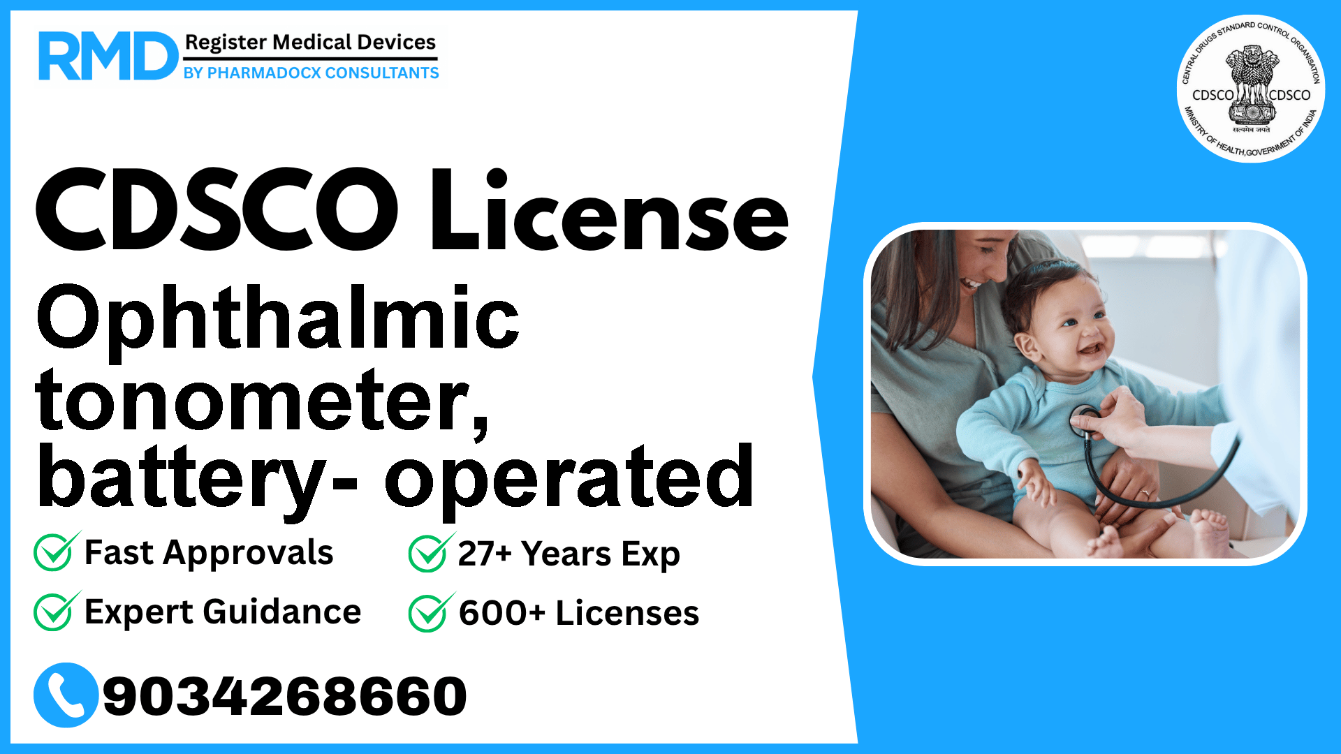 CDSCO License for Ophthalmic tonometer, battery- operated