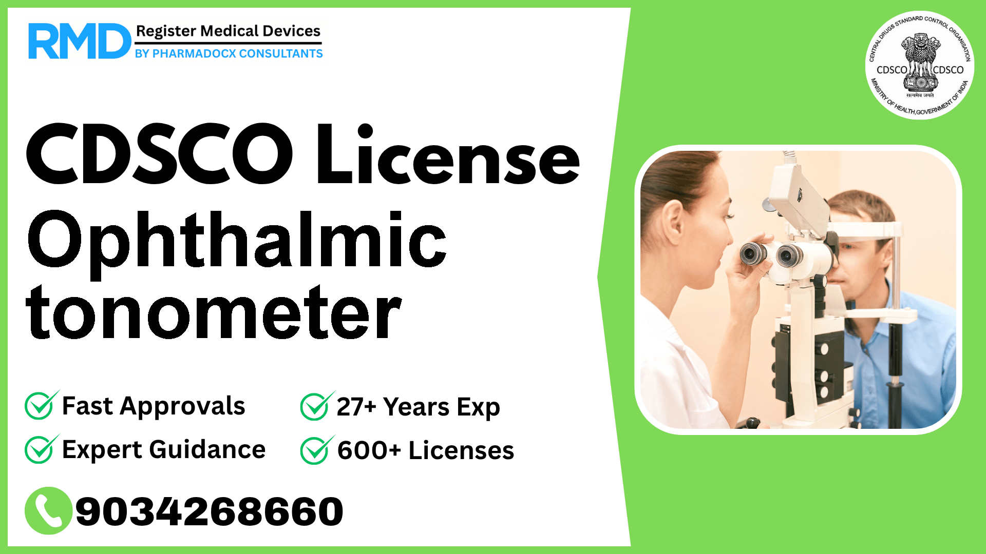 CDSCO License for Ophthalmic tonometer