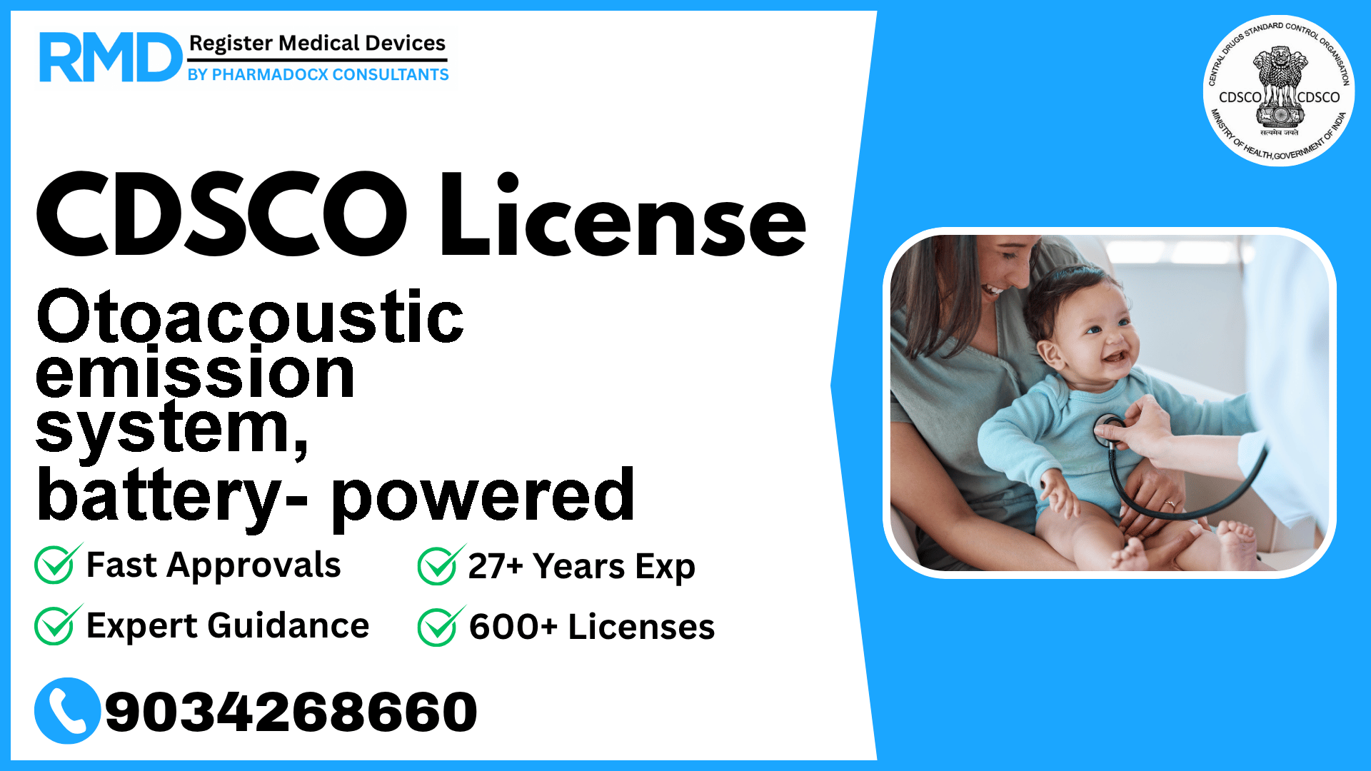 CDSCO License for Otoacoustic emission system, battery- powered