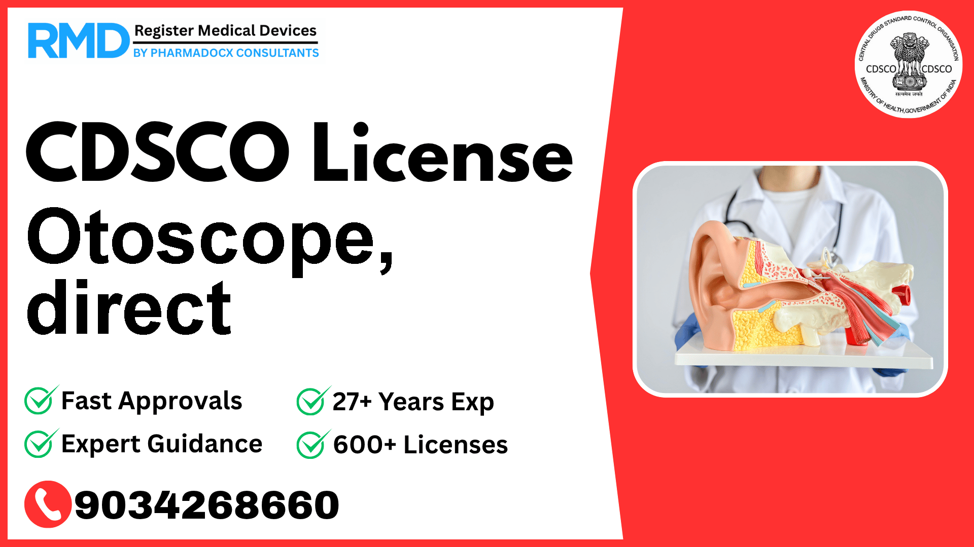 CDSCO License for Otoscope, direct