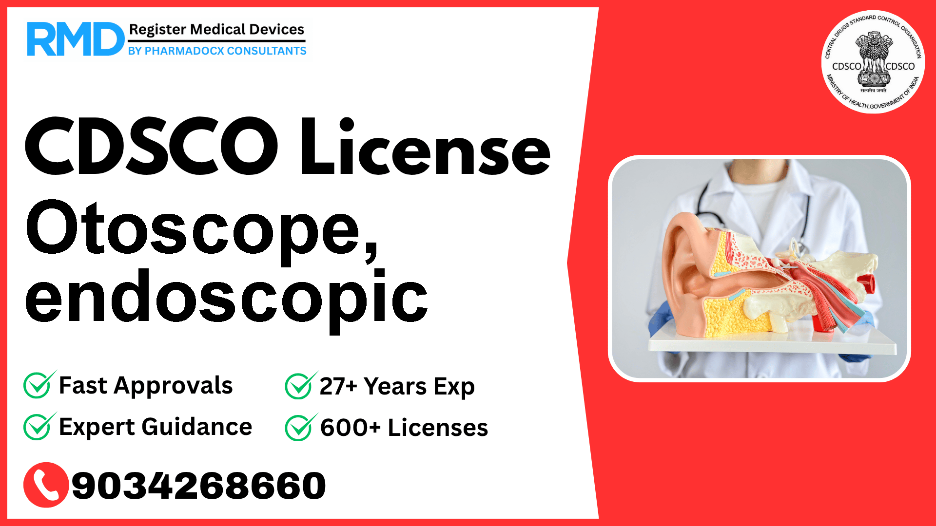 CDSCO License for Otoscope, endoscopic