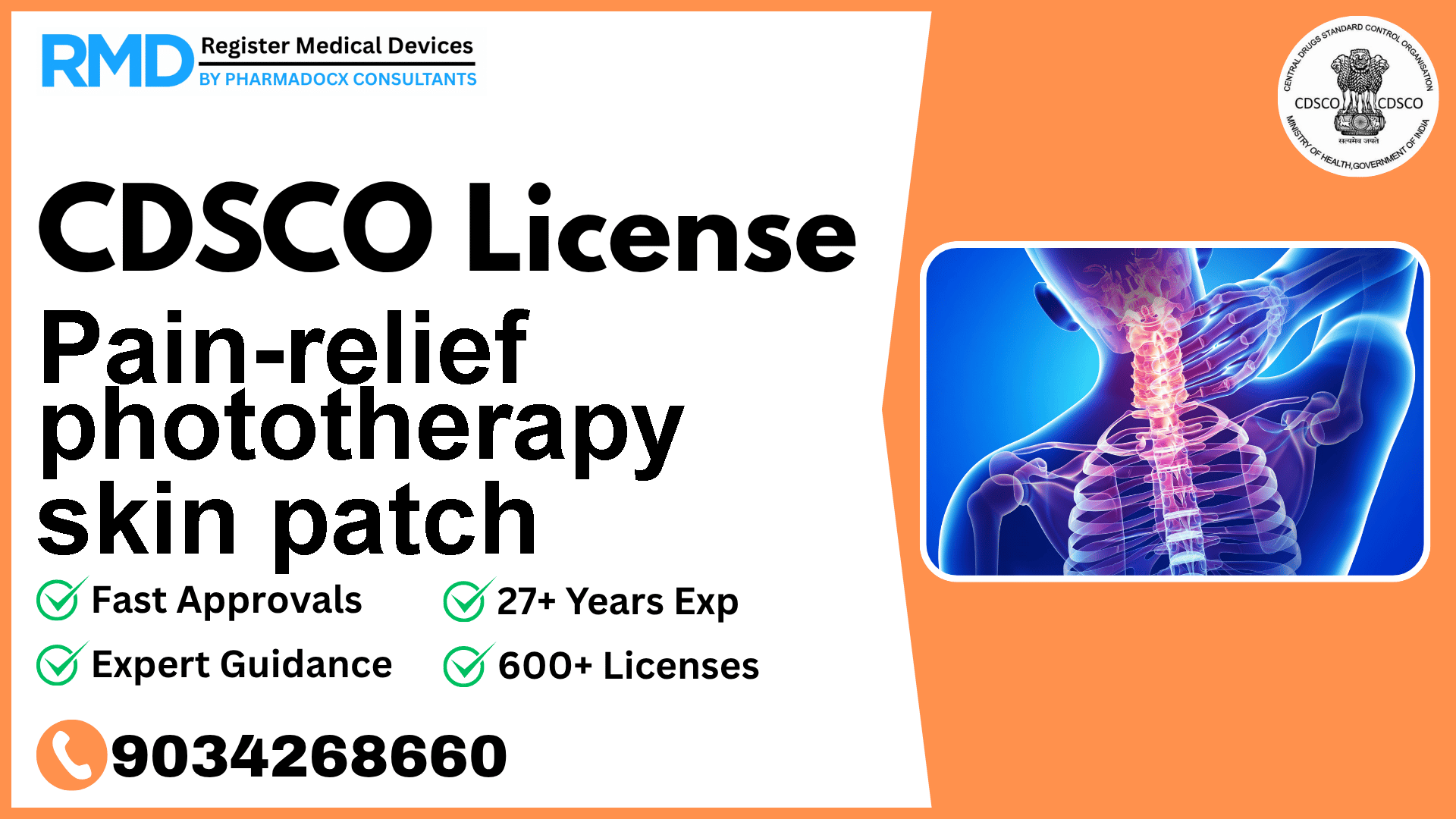 CDSCO License for Pain-relief phototherapy skin patch