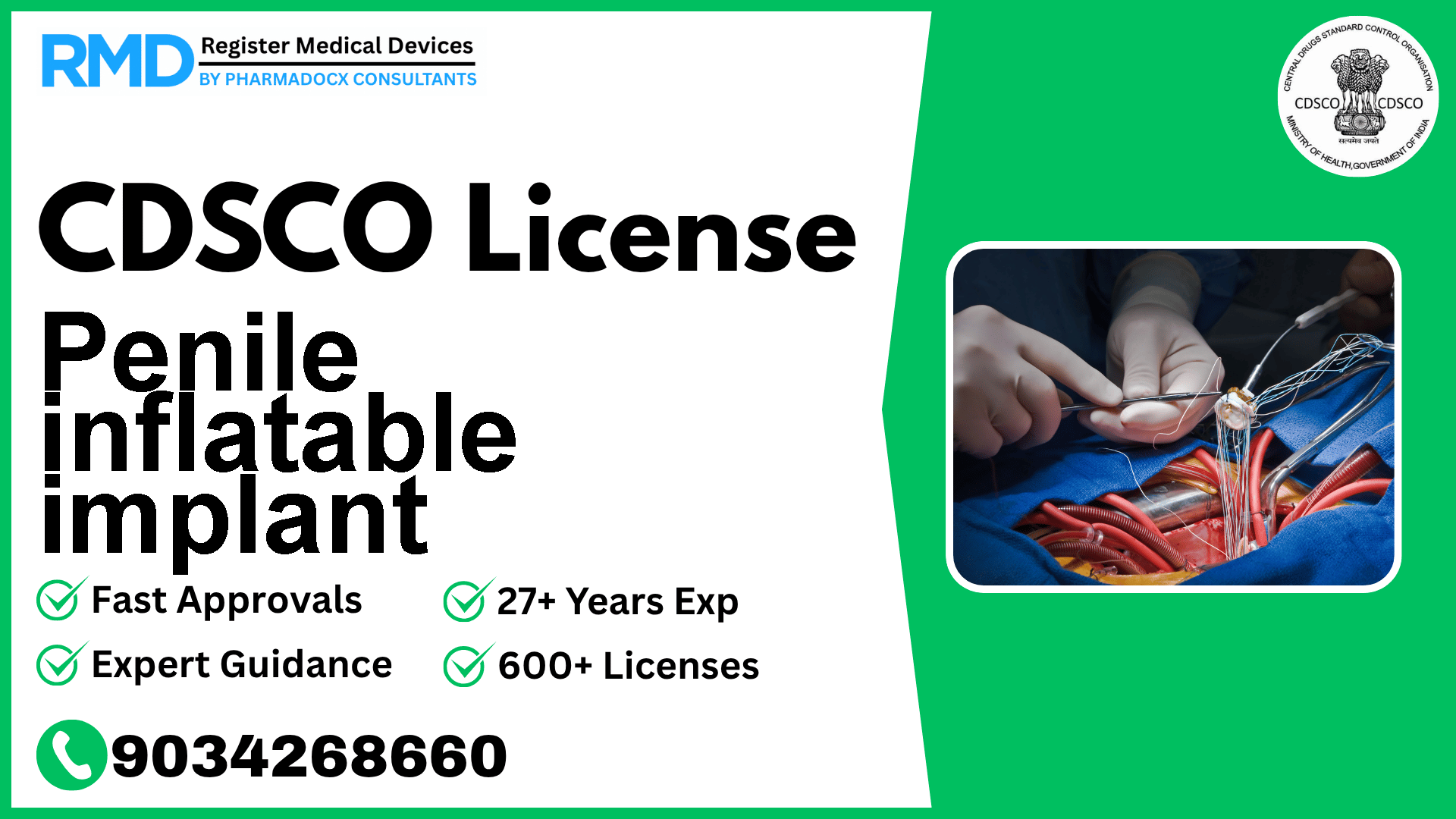 CDSCO License for Penile inflatable implant