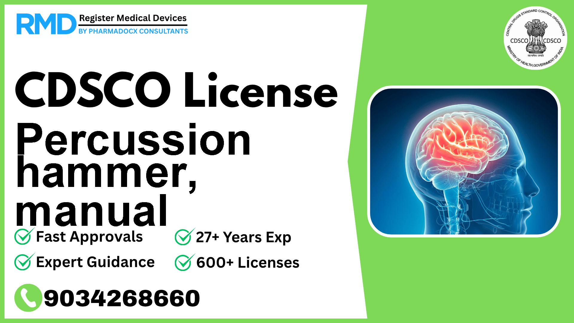 CDSCO License for Percussion hammer, manual