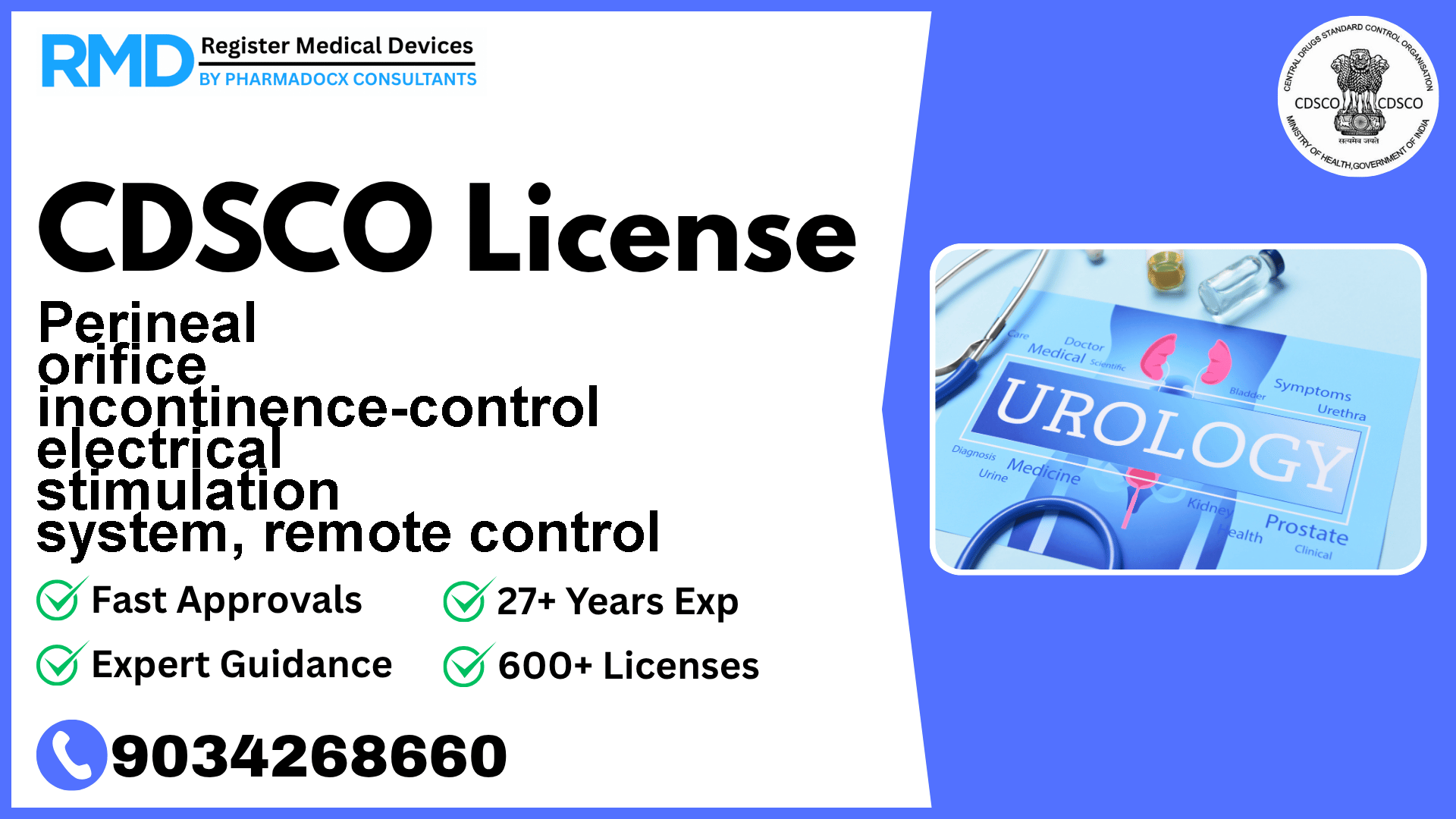 CDSCO License for Perineal orifice incontinence-control electrical stimulation system, remote control