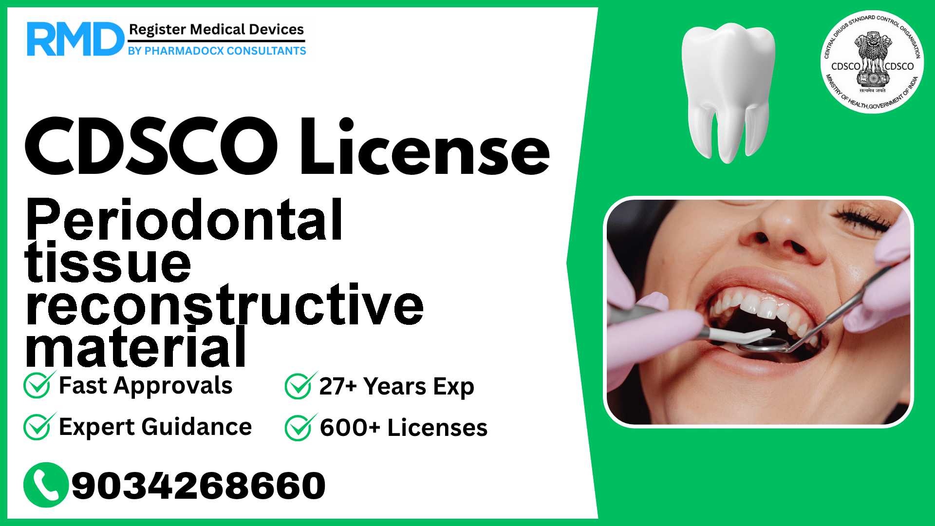 CDSCO License for Periodontal tissue reconstructive material