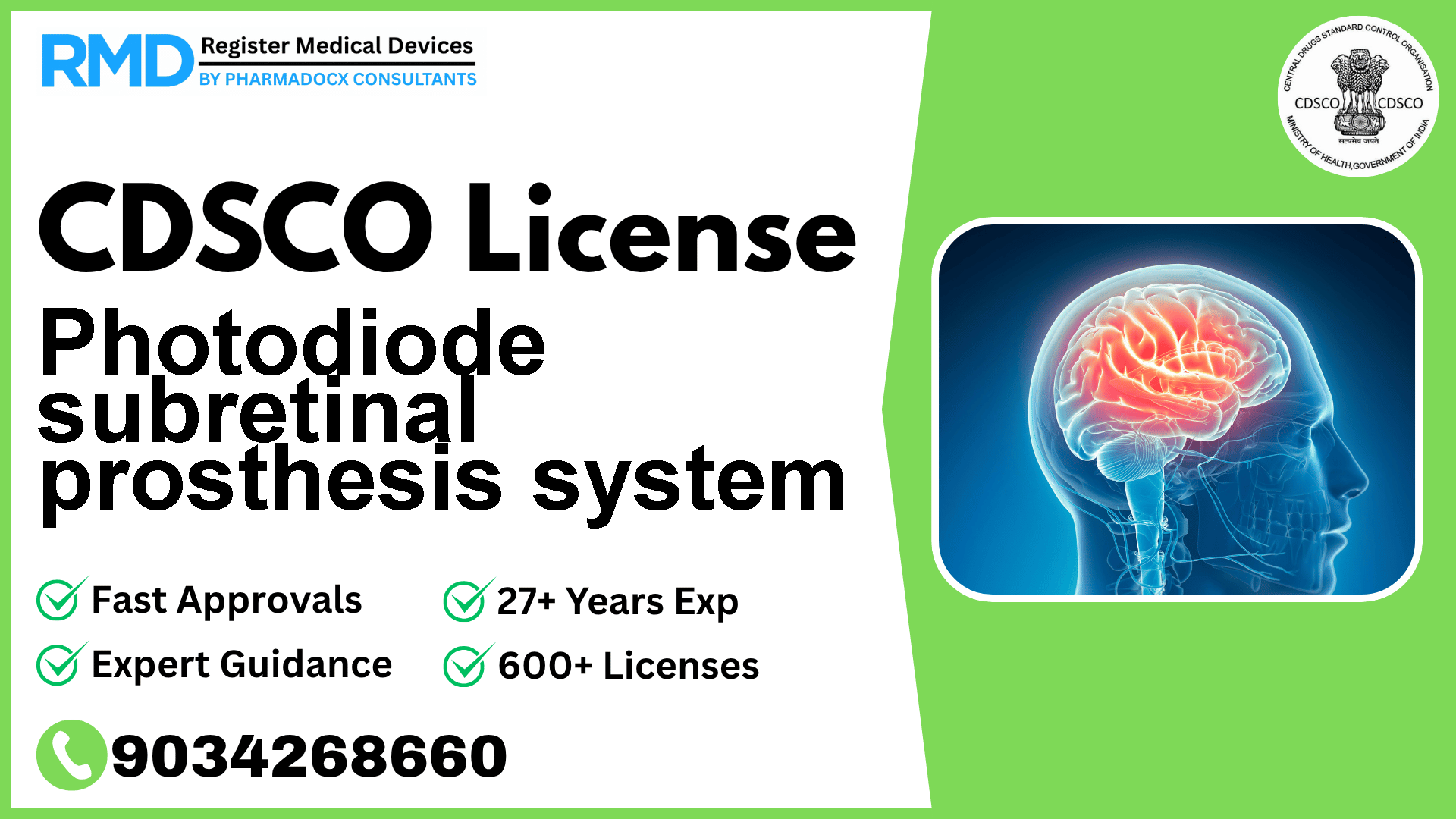 CDSCO License for Photodiode subretinal prosthesis system