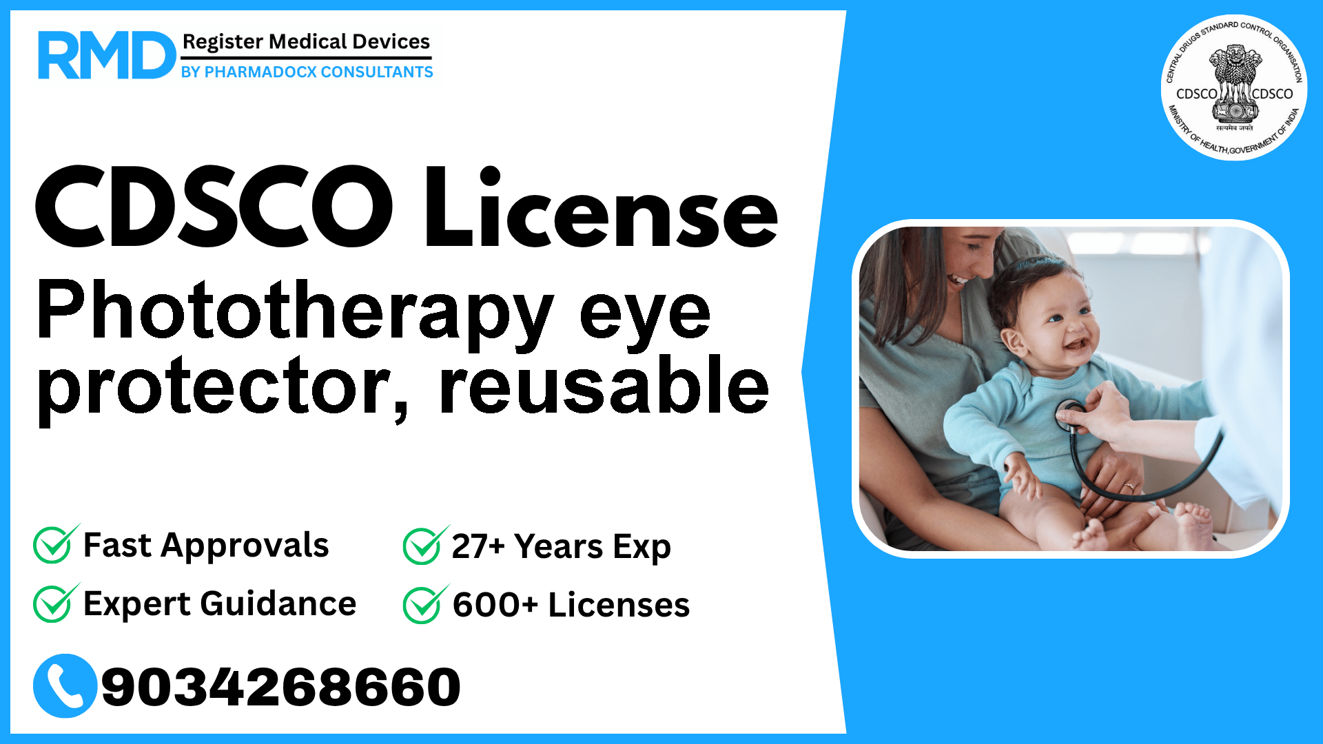CDSCO License for Phototherapy eye protector, reusable