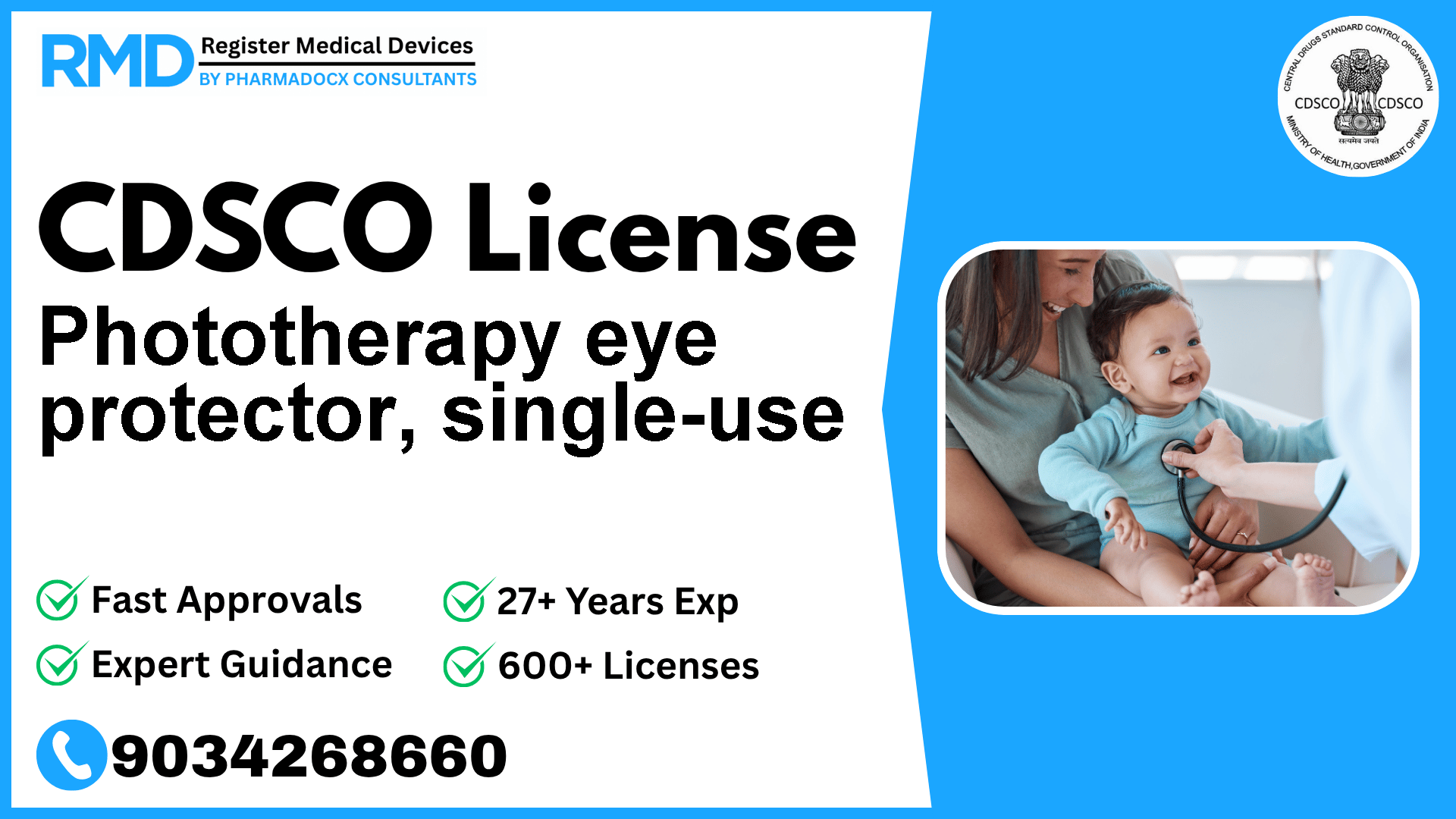 CDSCO License for Phototherapy eye protector, single-use