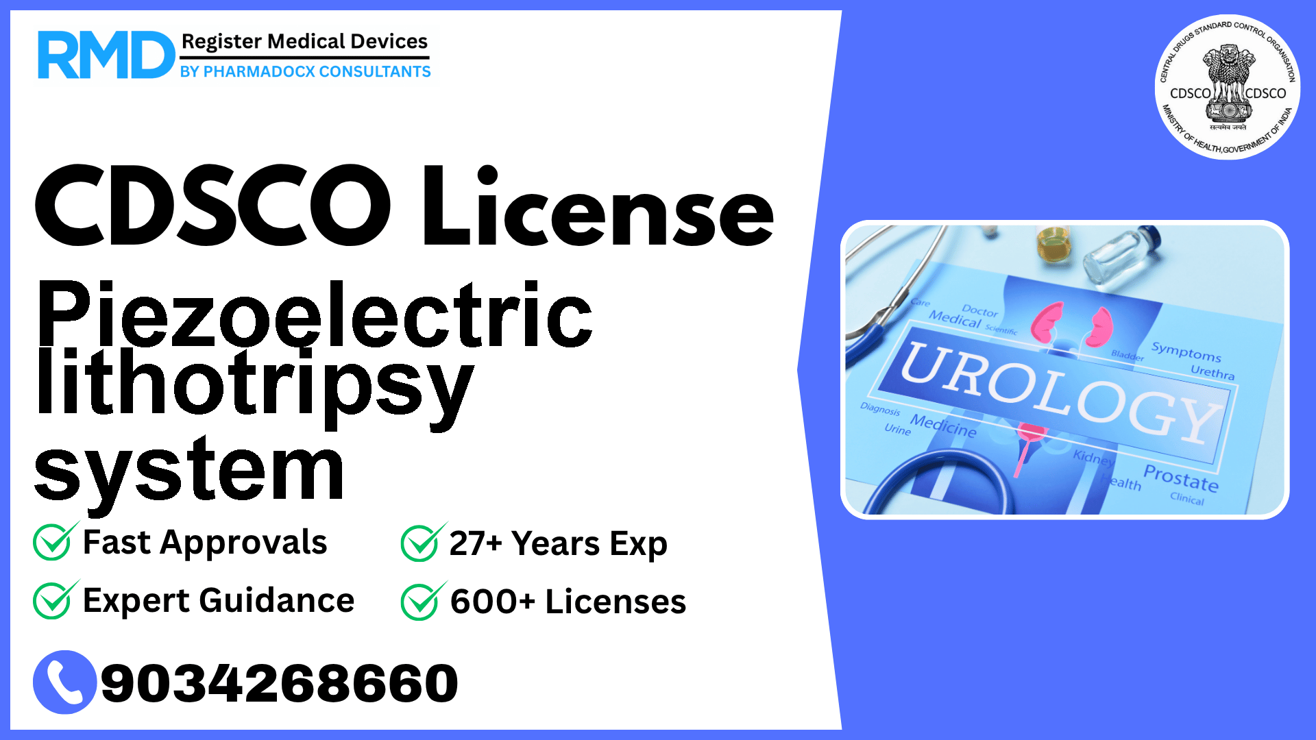 CDSCO License for Piezoelectric lithotripsy system