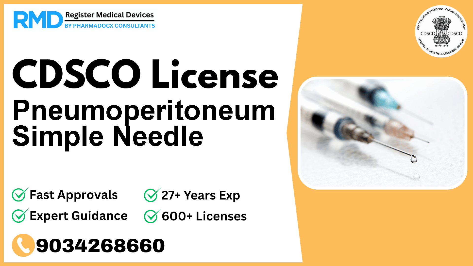 CDSCO License for Pneumoperitoneum Simple Needle