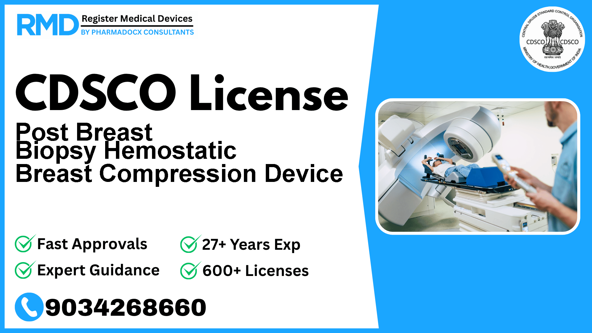 CDSCO License for Post Breast Biopsy Hemostatic Breast Compression Device