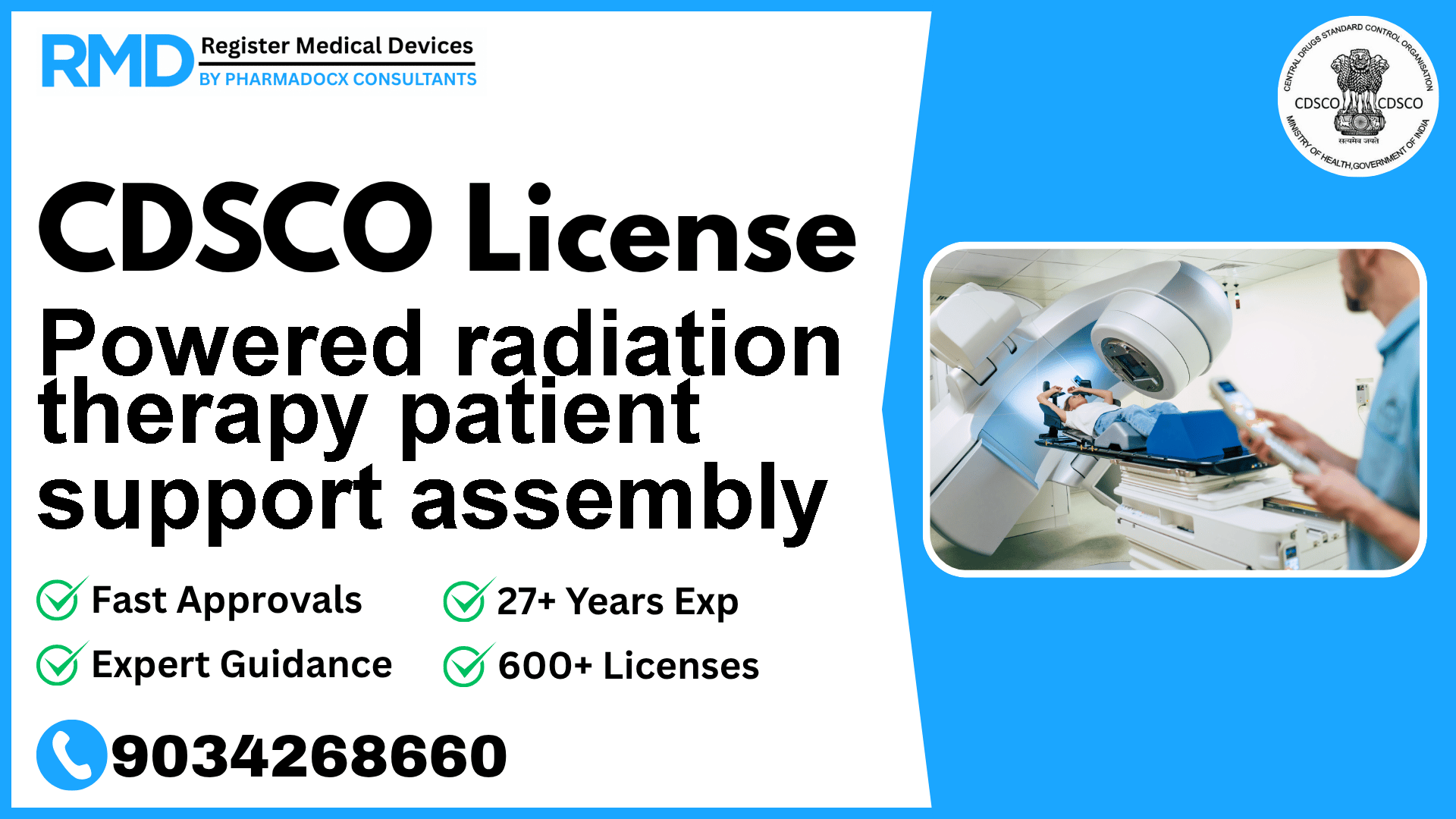 CDSCO License for Powered radiation therapy patient support assembly