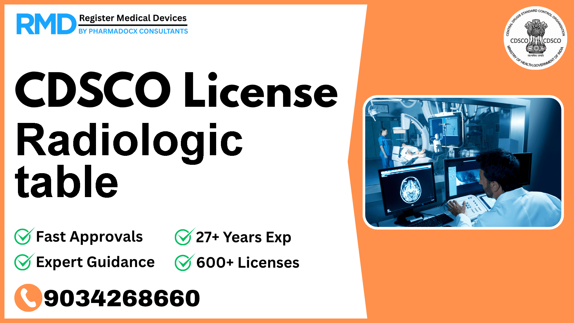 CDSCO License for Radiologic table