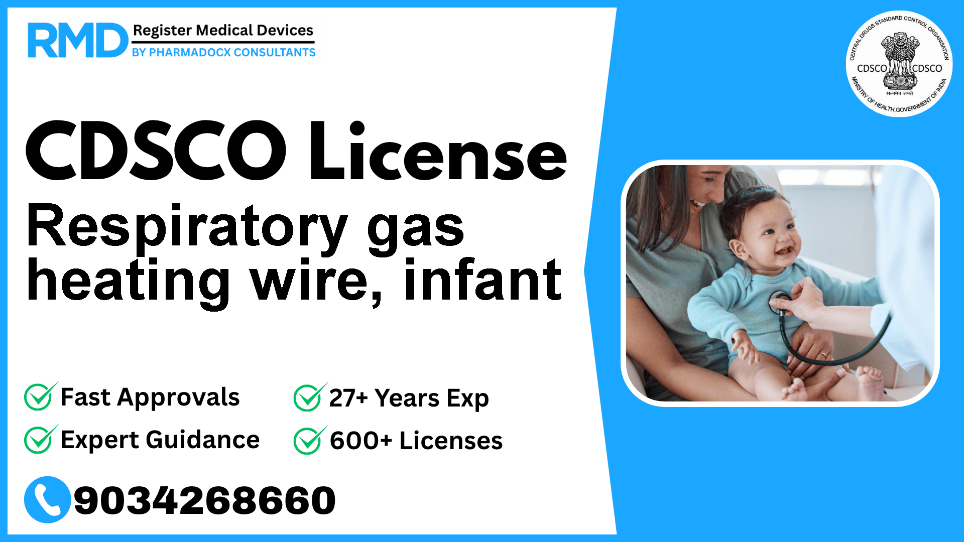 CDSCO License for Respiratory gas heating wire, infant
