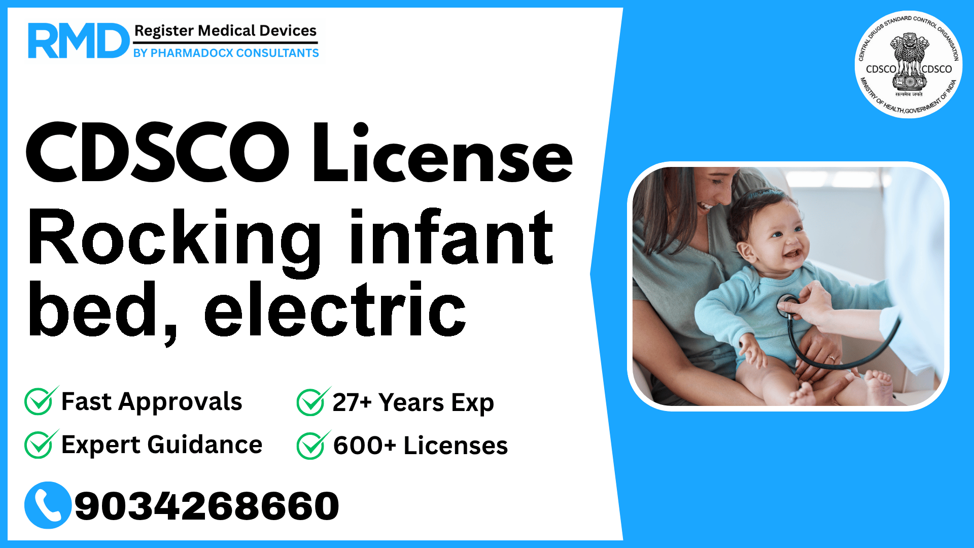 CDSCO License for Rocking infant bed, electric