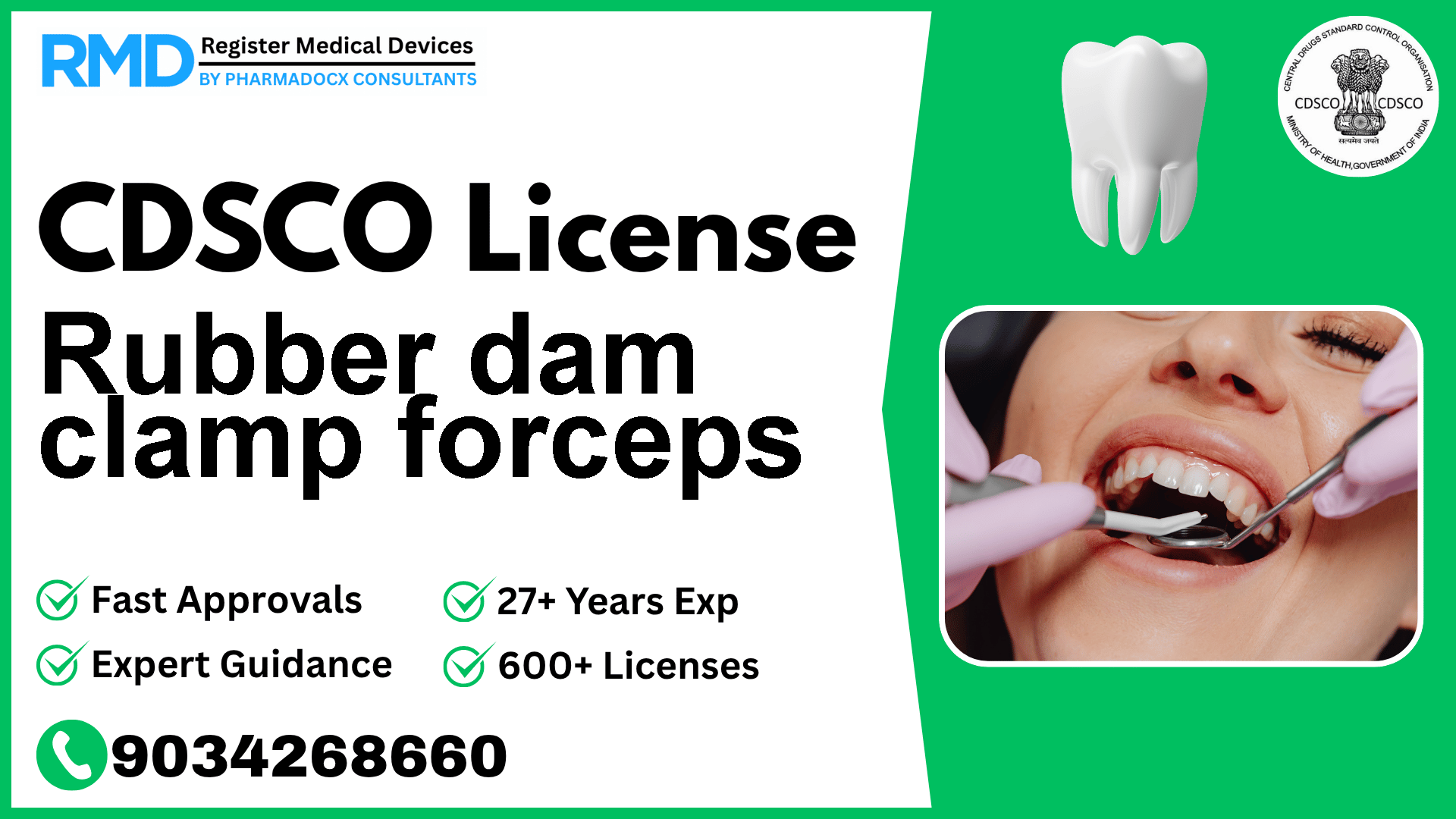 CDSCO License for Rubber dam clamp forceps