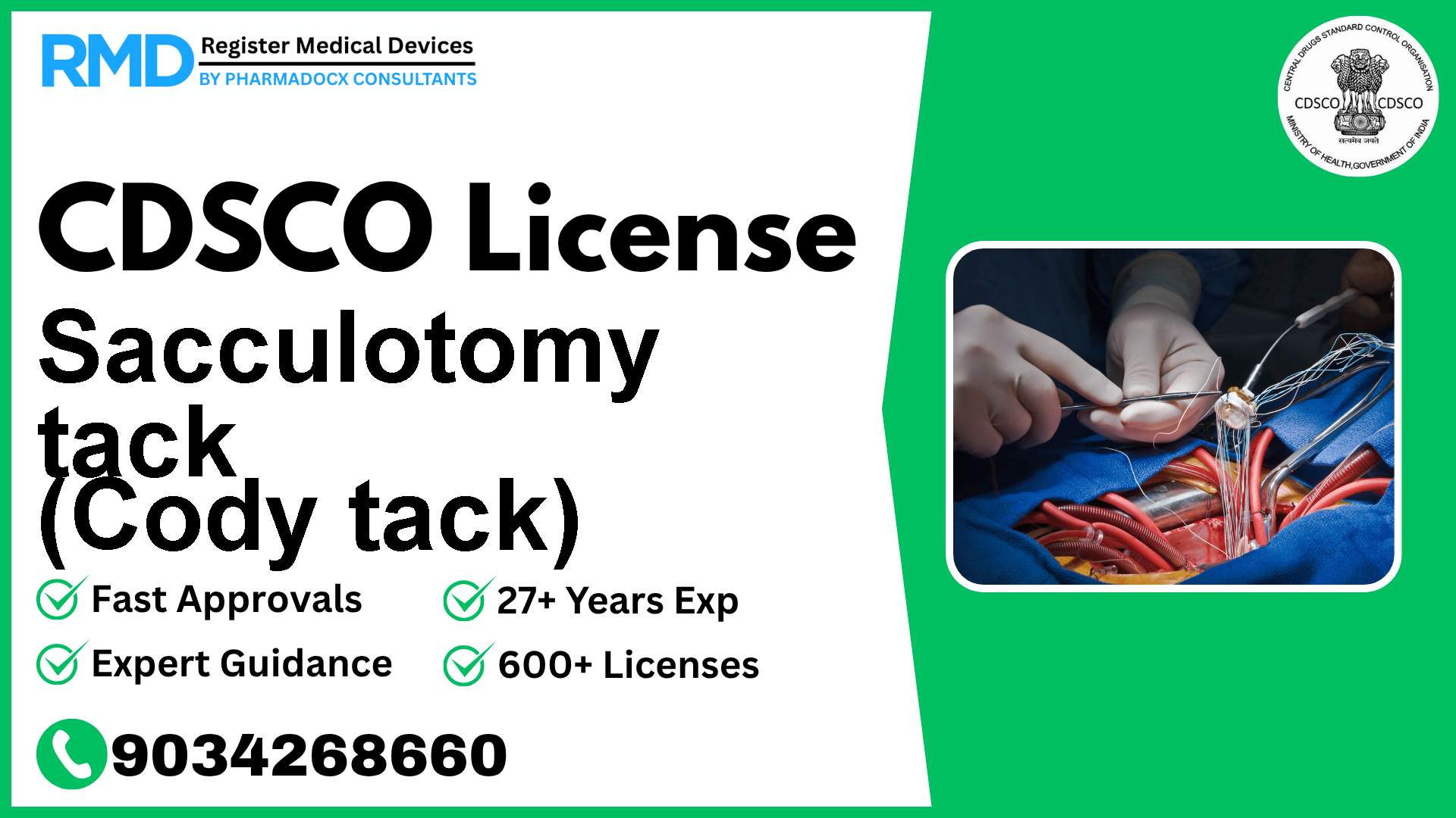 CDSCO License for Sacculotomy tack (Cody tack)