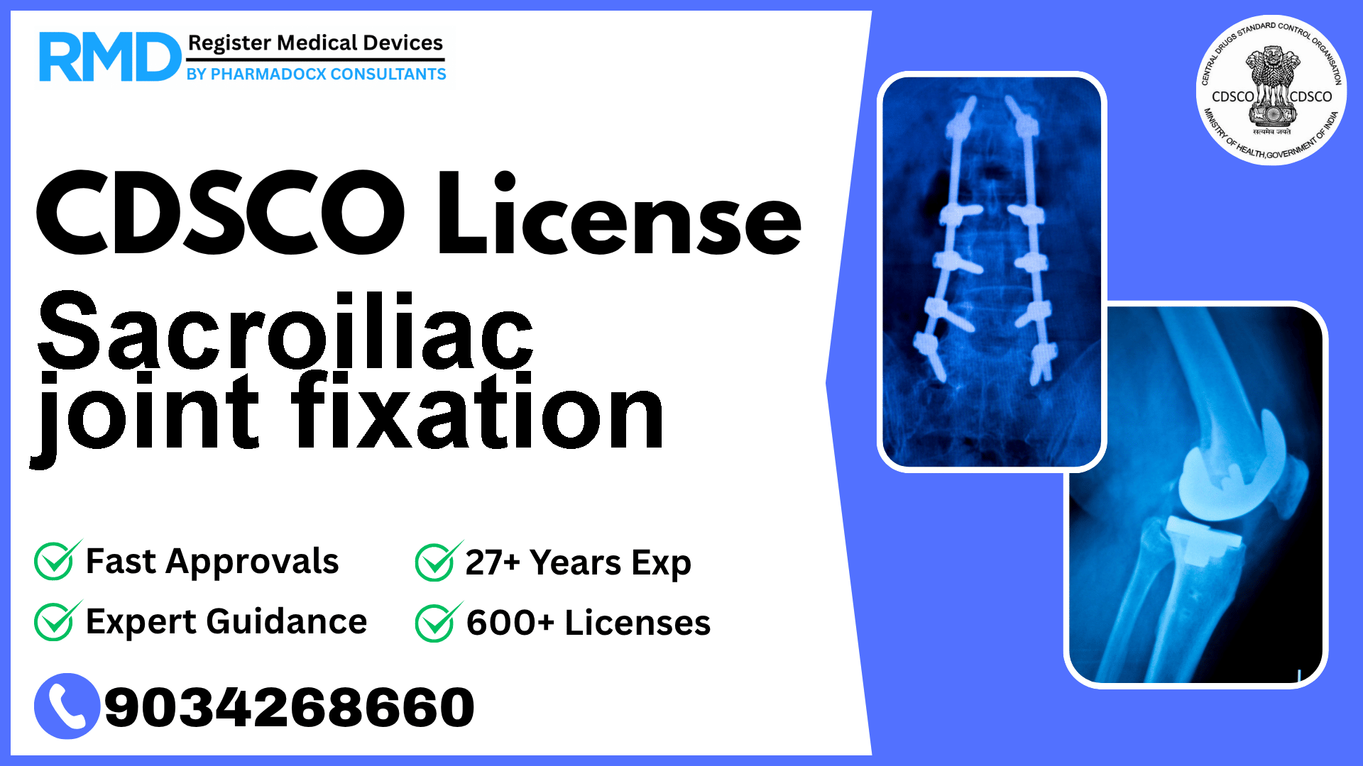 CDSCO License for Sacroiliac joint fixation