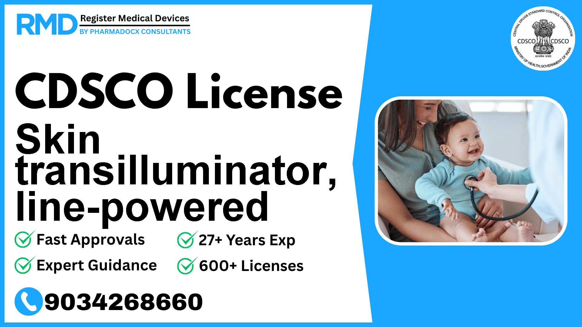 CDSCO License for Skin transilluminator, line-powered