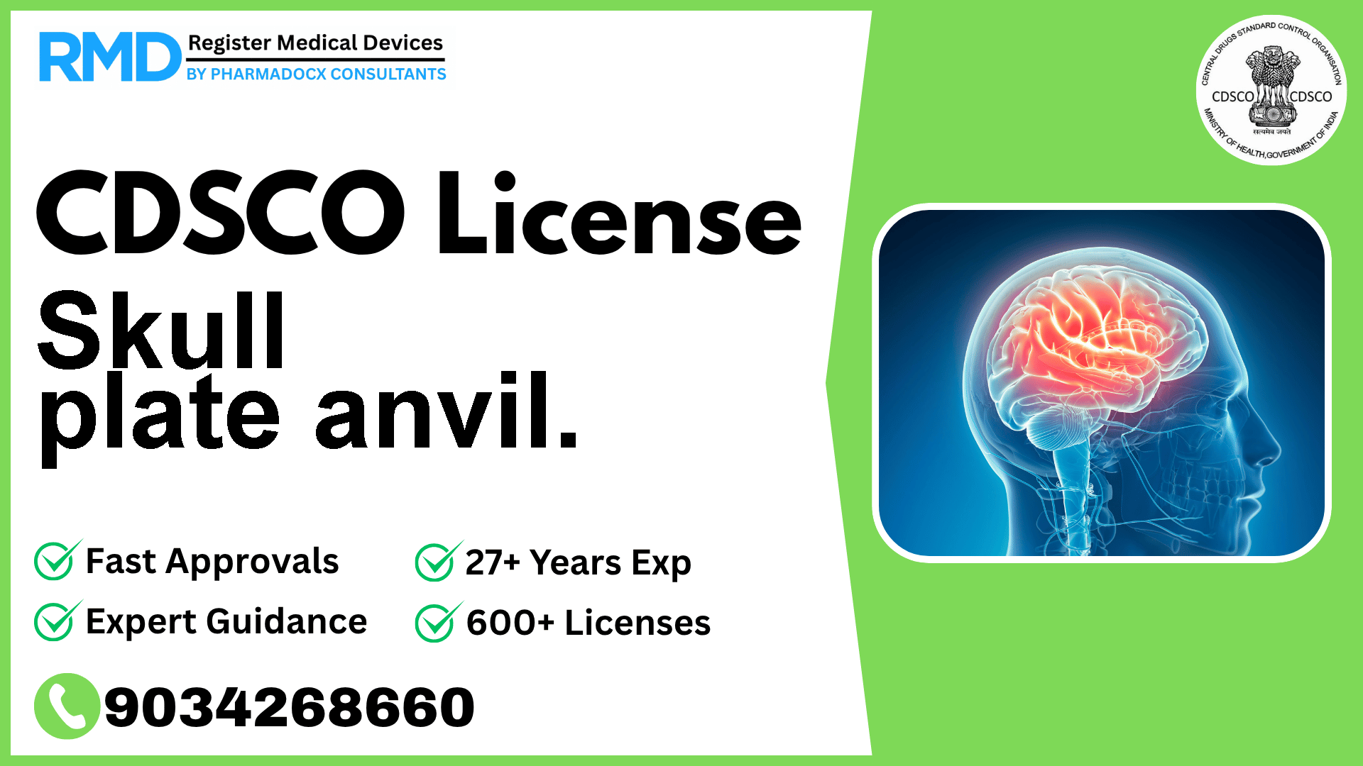 CDSCO License for Skull plate anvil.