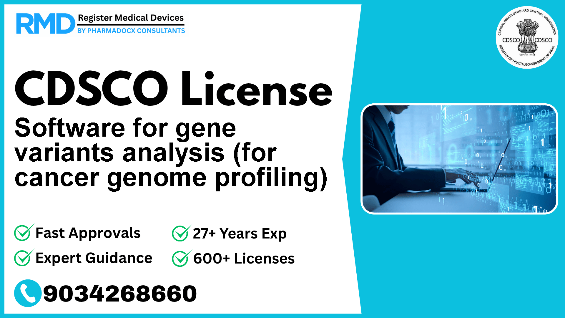 CDSCO License for Software for gene variants analysis (for cancer genome profiling)