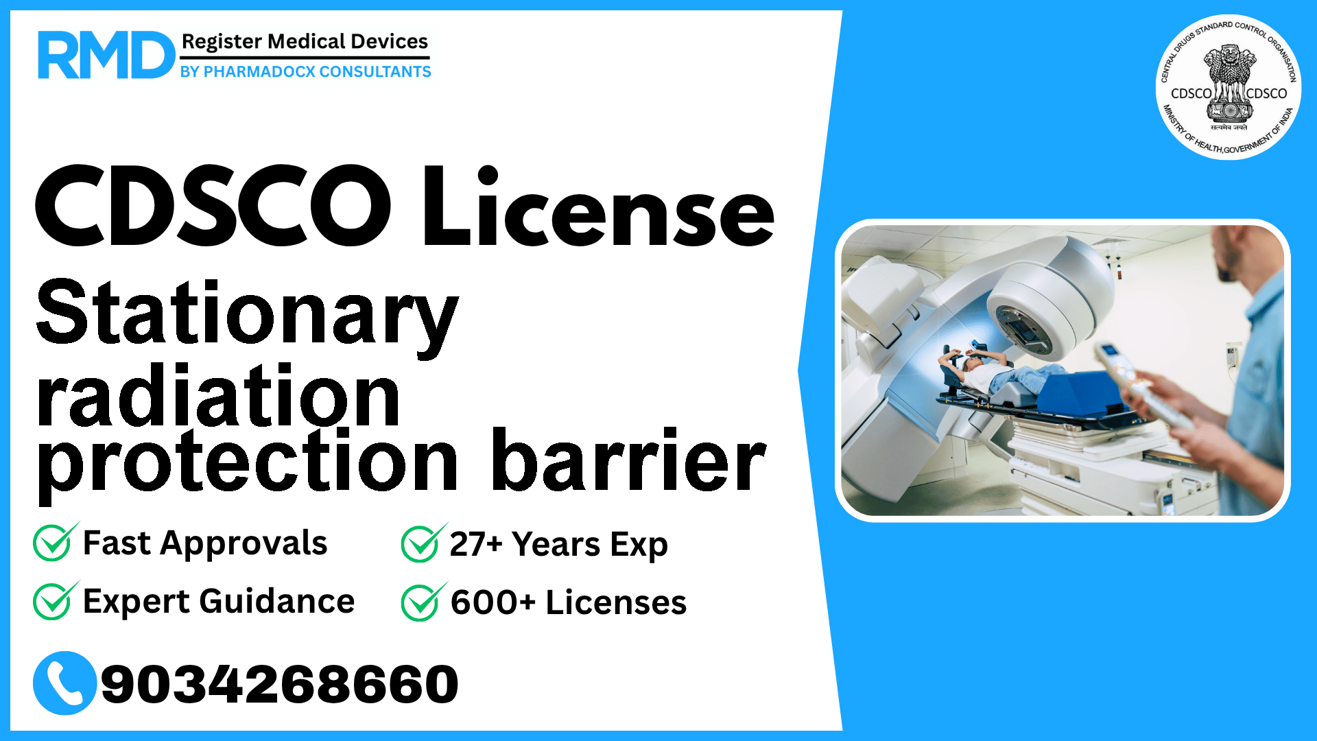 CDSCO License for Stationary radiation protection barrier