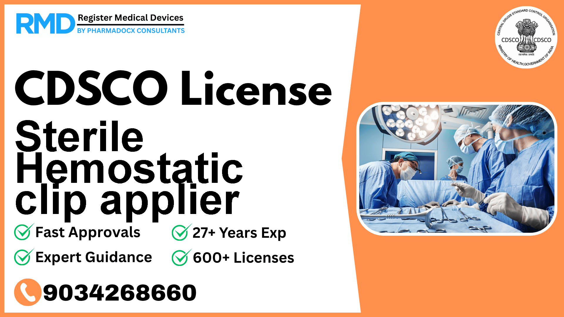 CDSCO License for Sterile Hemostatic clip applier