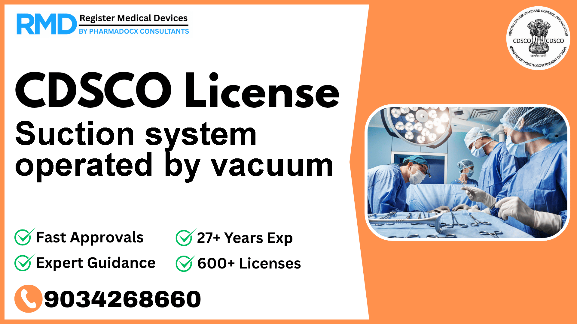 CDSCO License for Suction system operated by vacuum