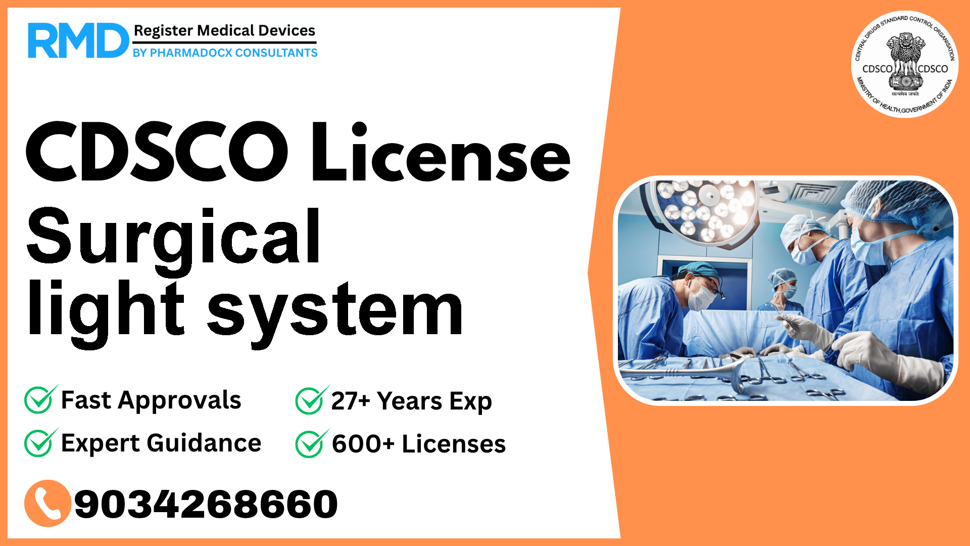 CDSCO License for Surgical light system