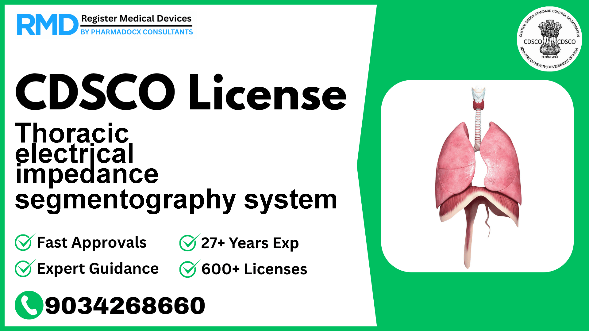CDSCO License for Thoracic electrical impedance segmentography system