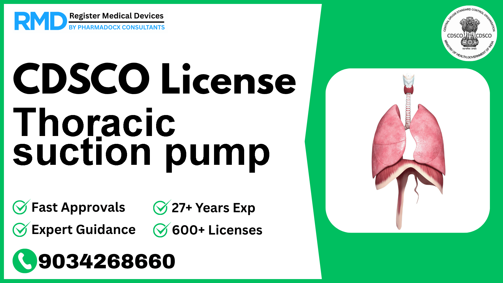 CDSCO License for Thoracic suction pump