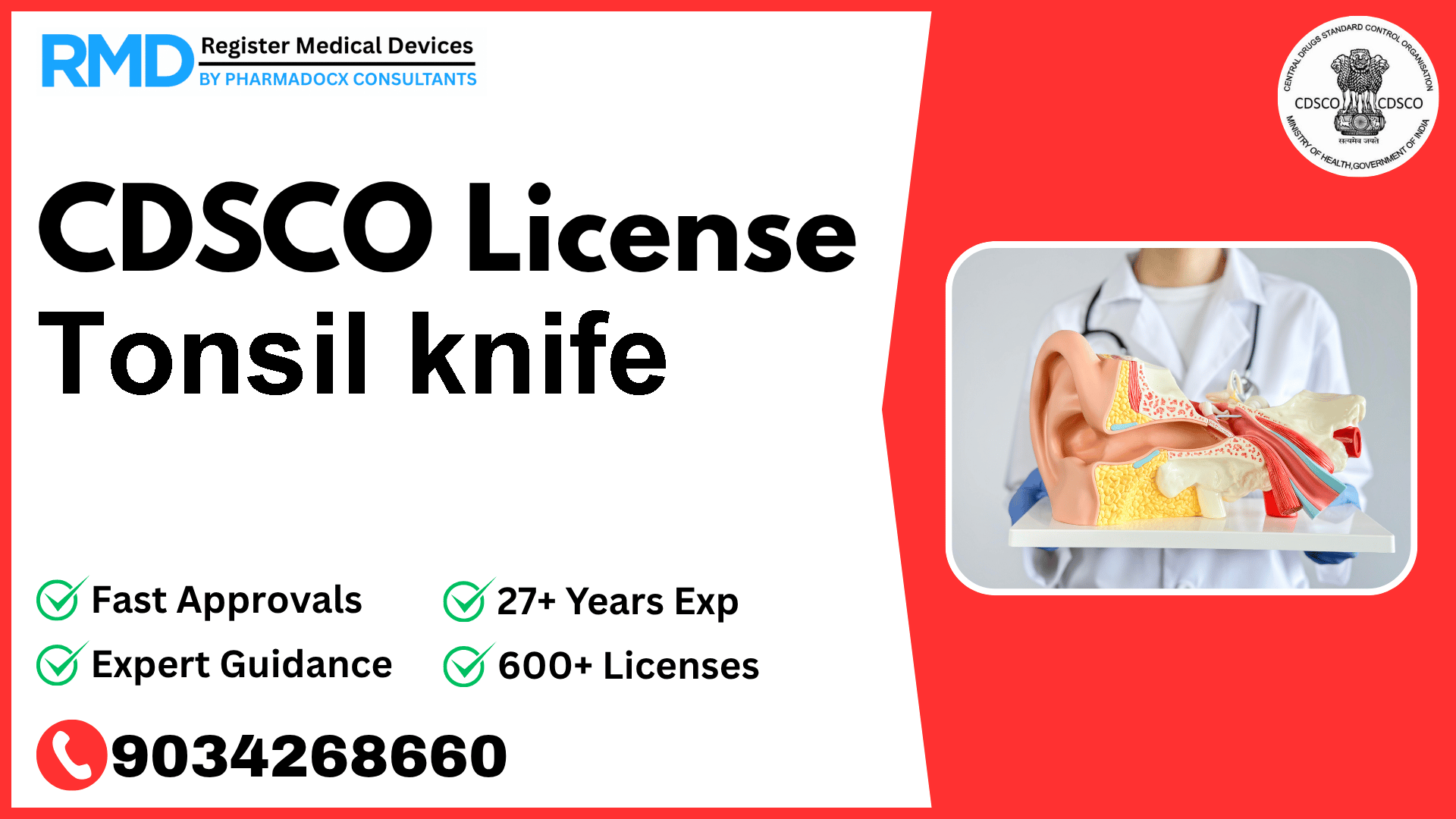 CDSCO License for Tonsil knife