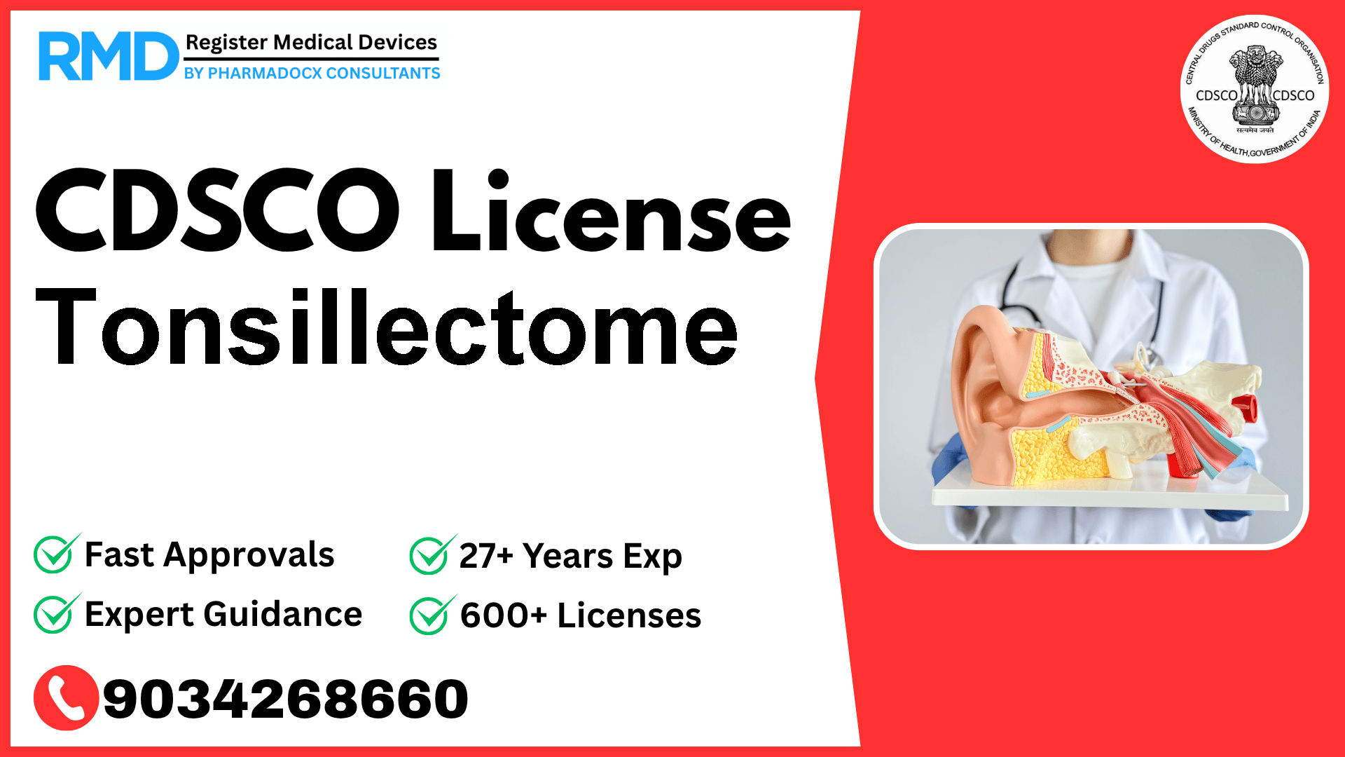 CDSCO License for Tonsillectome