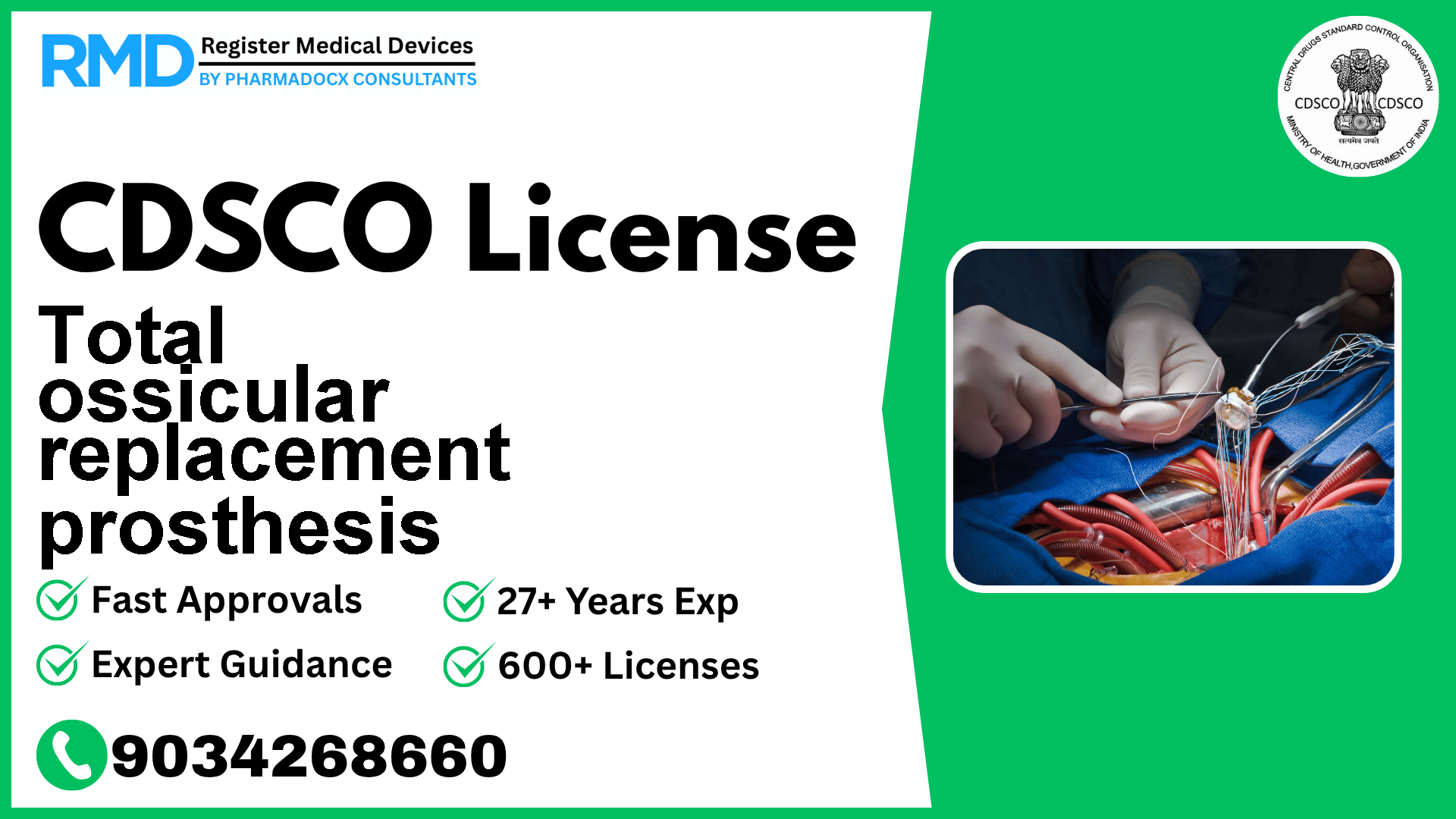 CDSCO License for Total ossicular replacement prosthesis