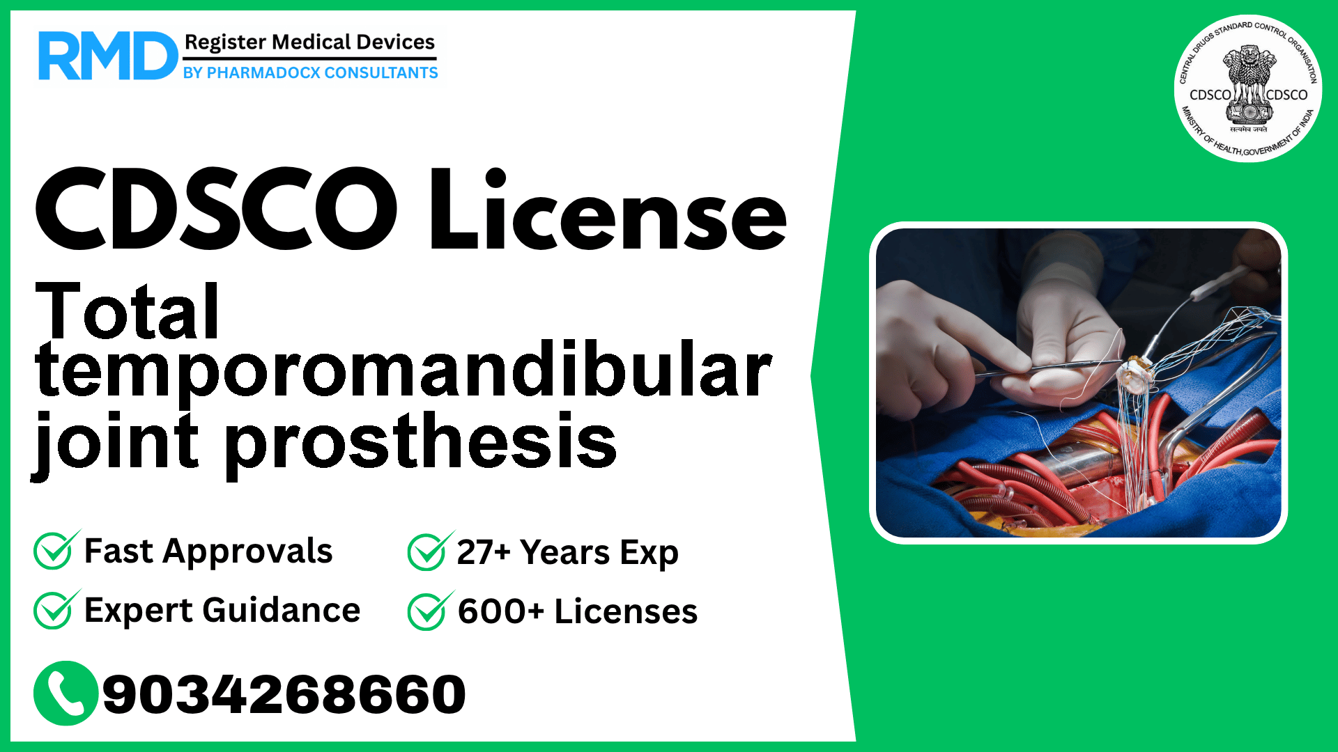 CDSCO License for Total temporomandibular joint prosthesis