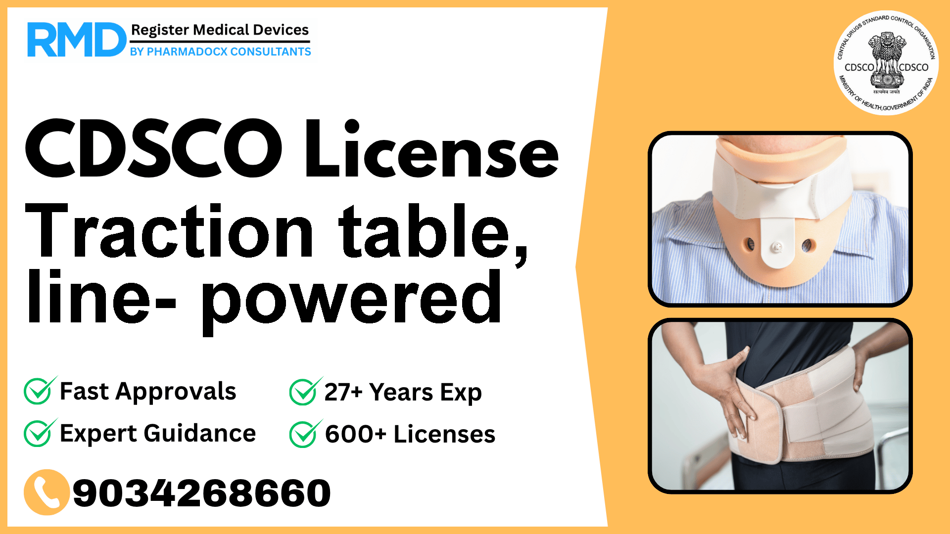 CDSCO License for Traction table, line- powered