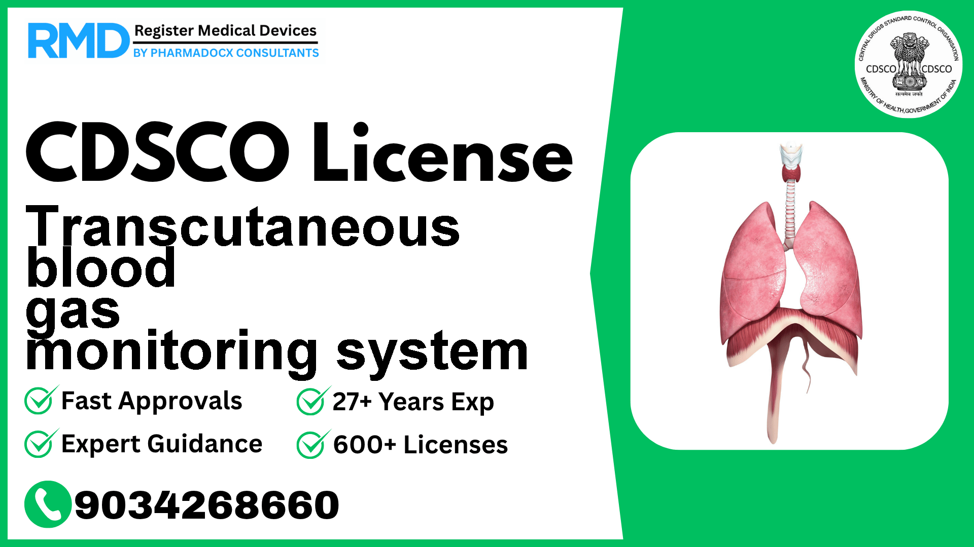 CDSCO License for Transcutaneous blood gas monitoring system